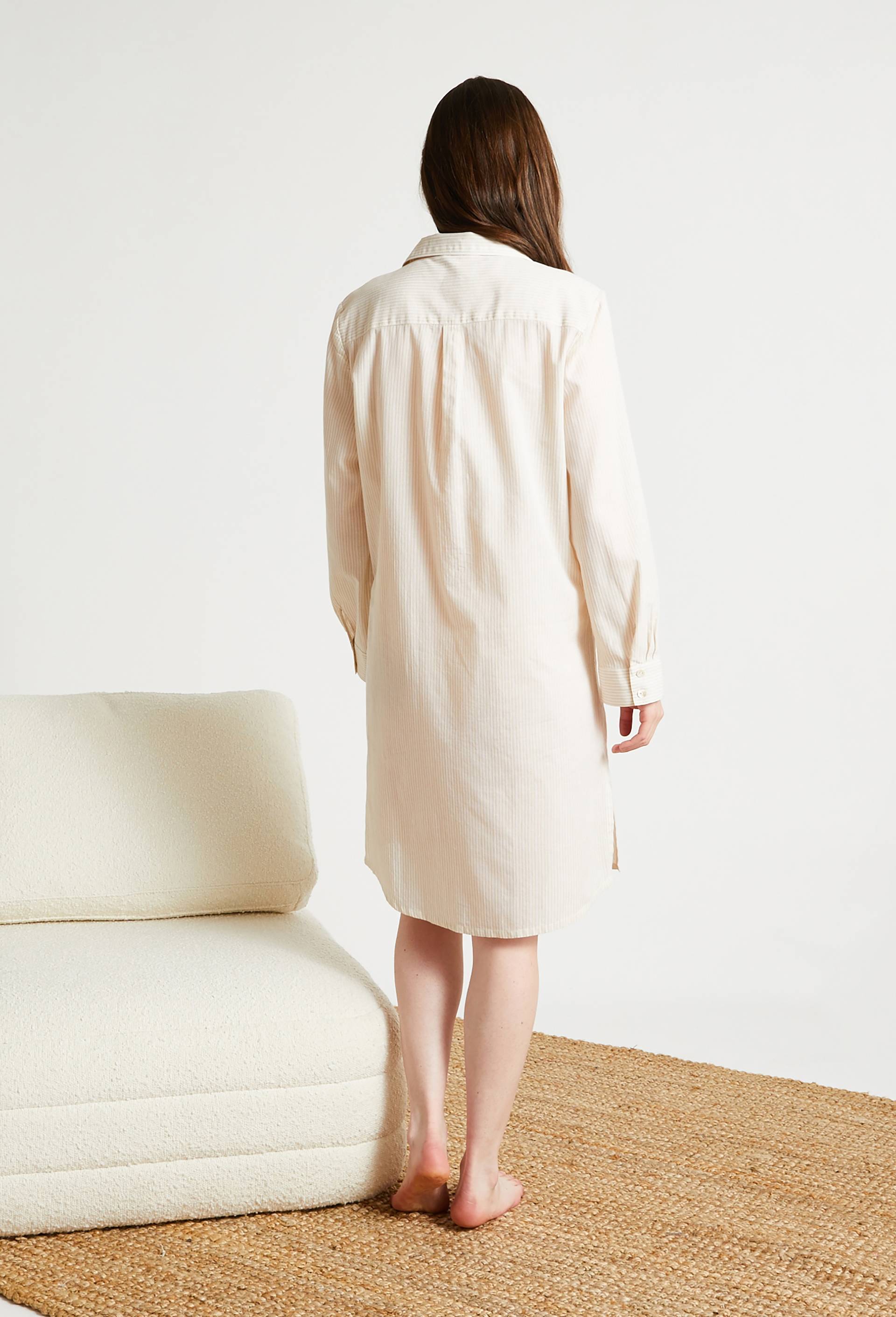 Chemise longue rayée en voile de coton BIO, Beige, large image number 1.0