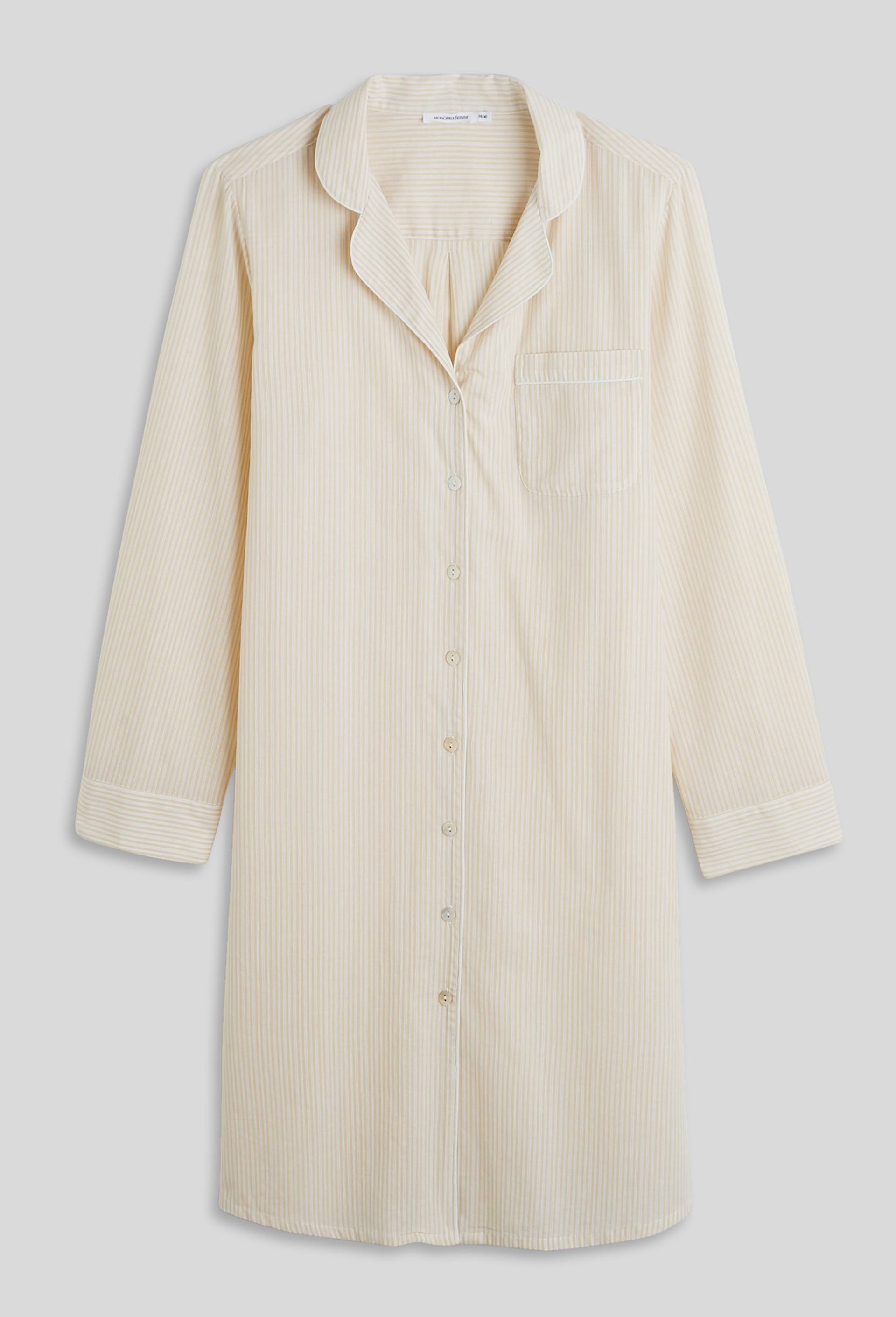 Chemise longue rayée en voile de coton BIO, Beige, large image number 2.0