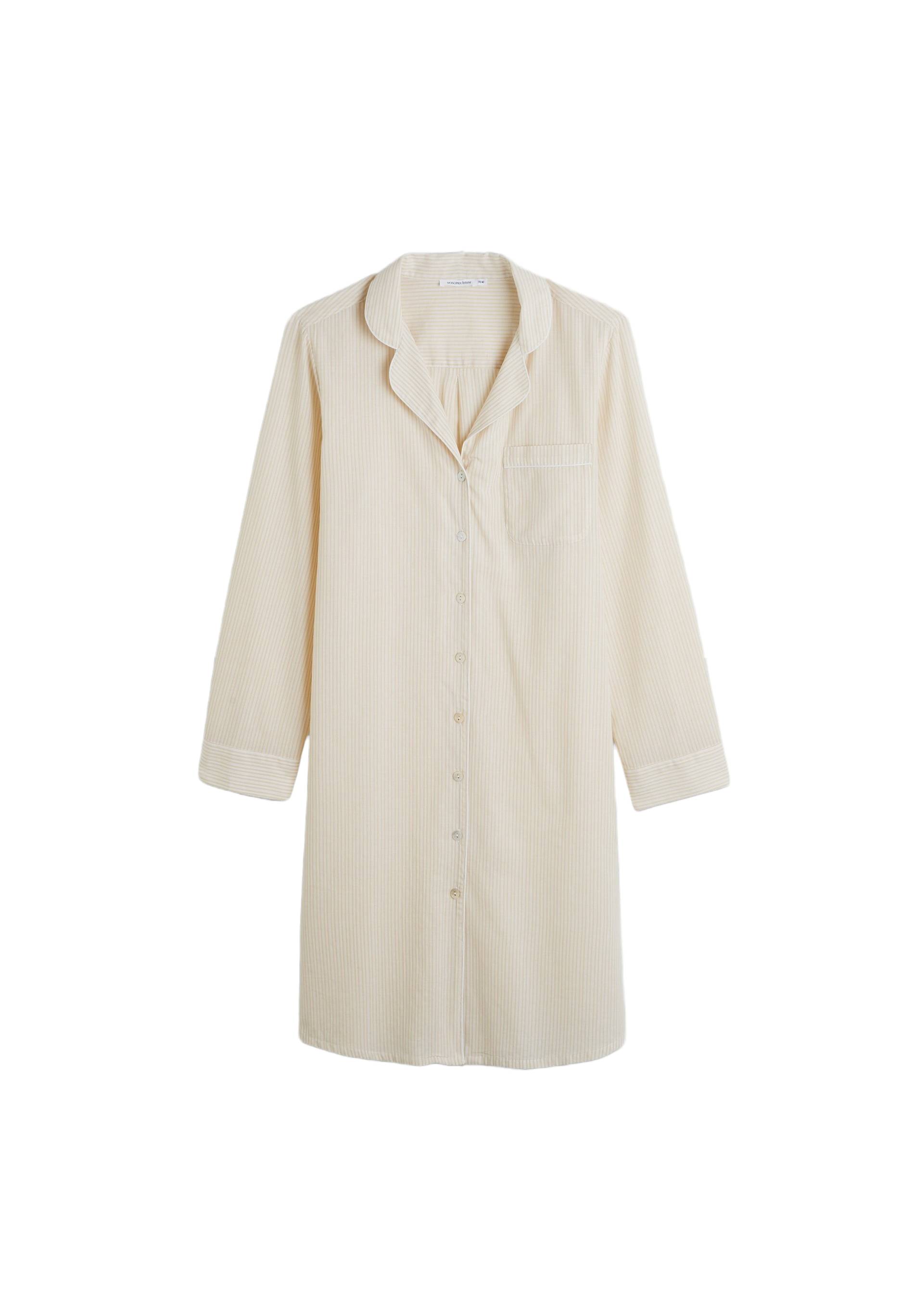 Chemise longue rayée en voile de coton BIO, Beige, large image number 5