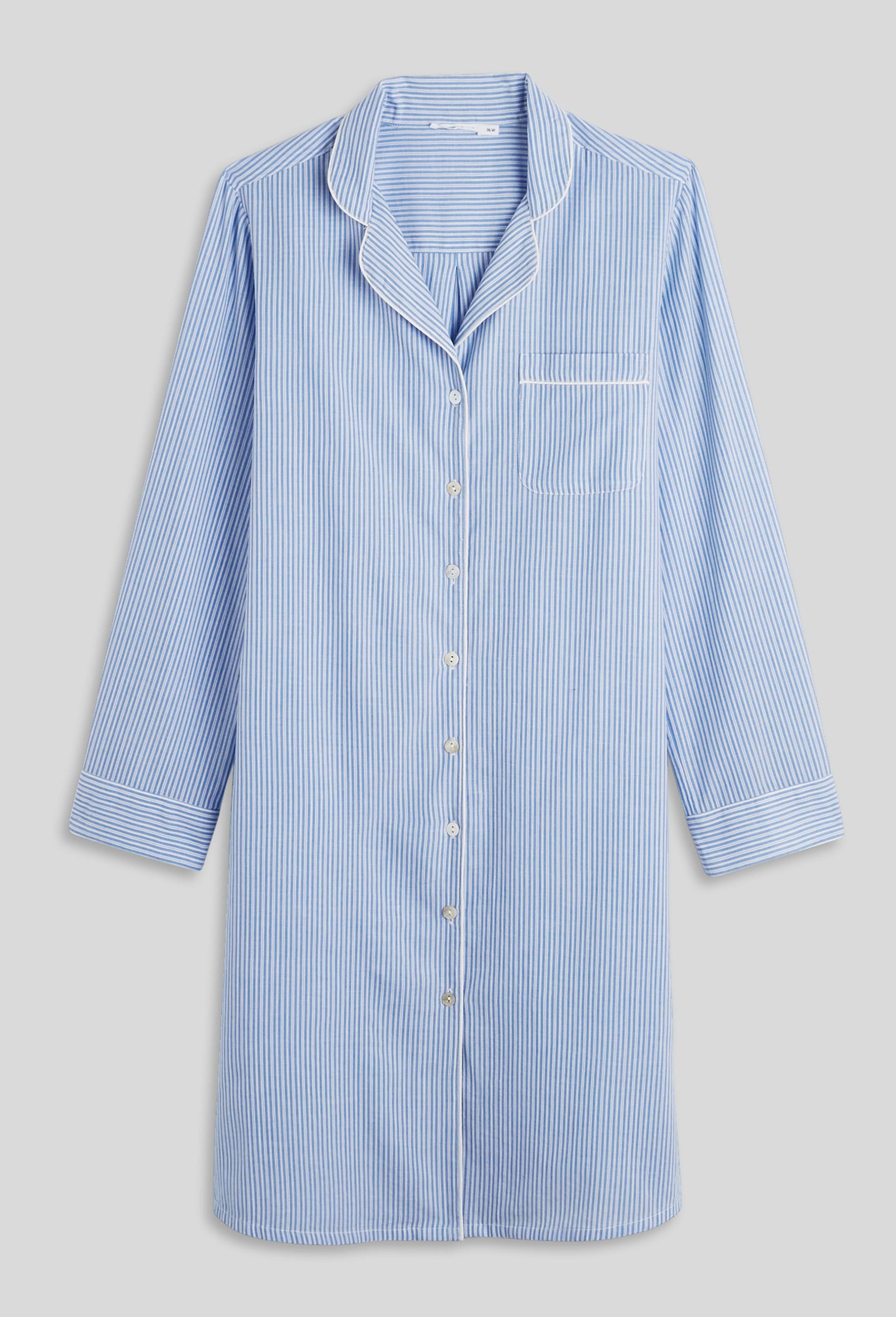 Chemise longue rayée en voile de coton BIO, Bleu, large image number 2