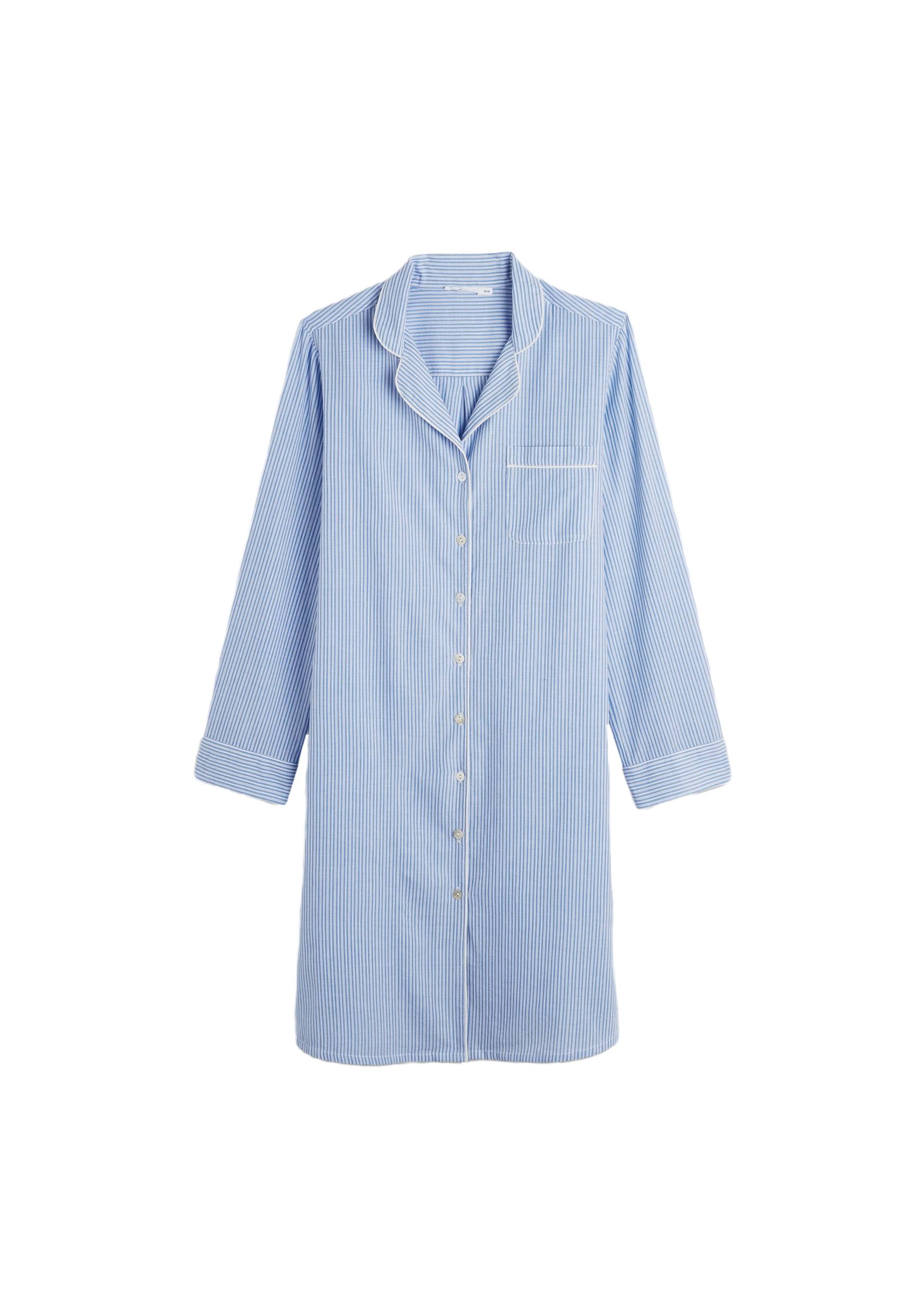Chemise longue rayée en voile de coton BIO, Bleu, large image number 5