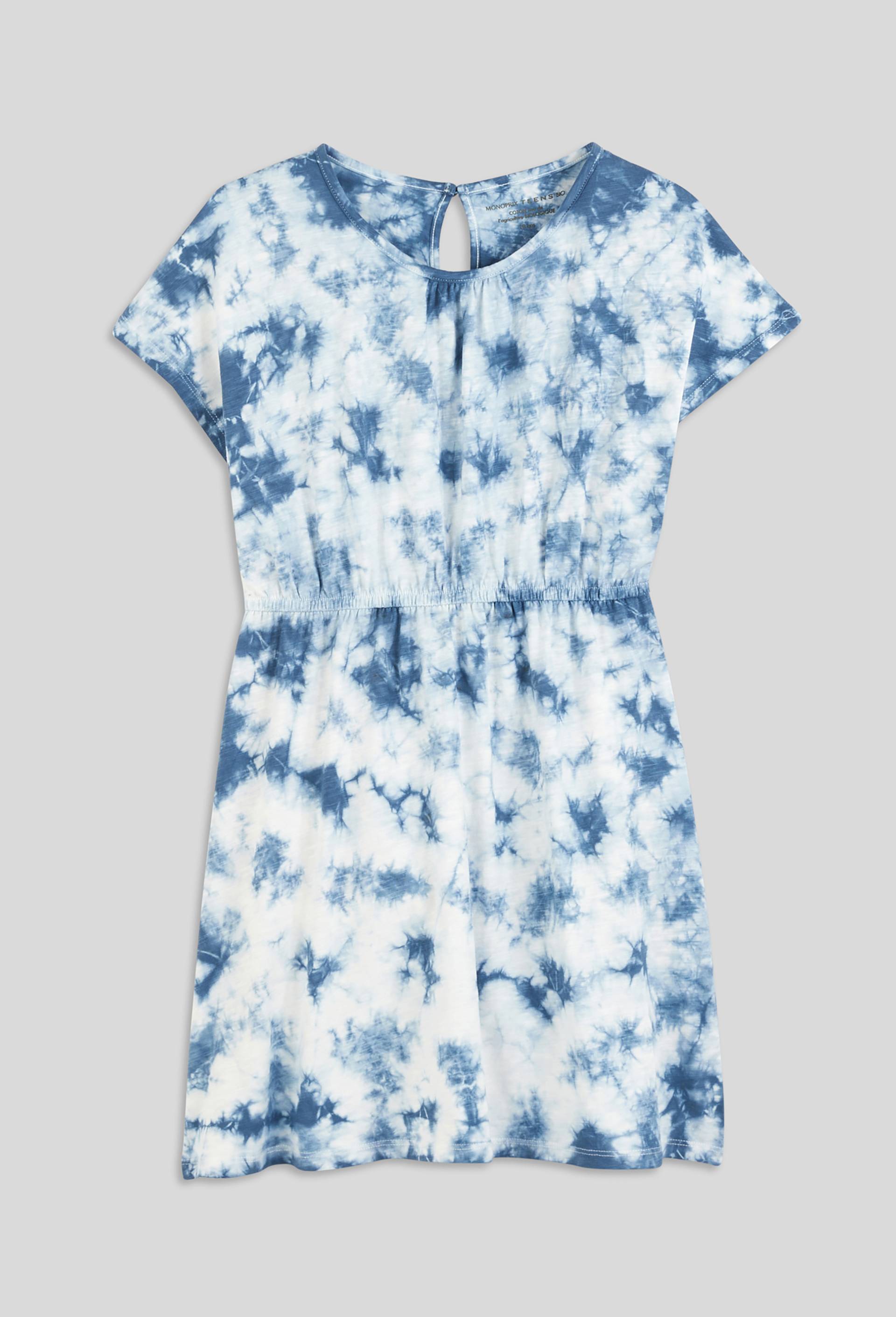 Robe imprimé jersey en coton BIO, certifié OEKO-TEX, Bleu, large image number 1.0