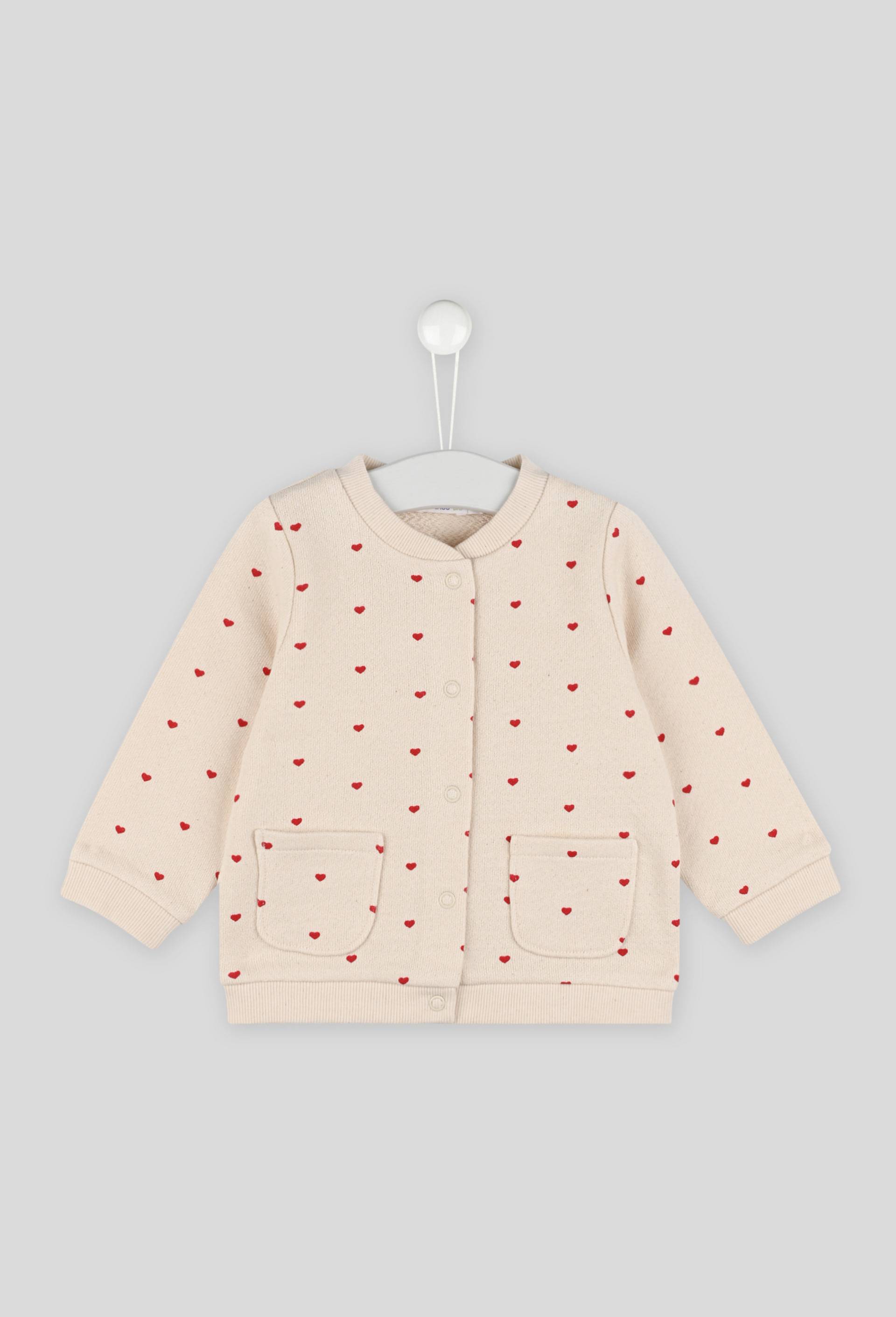Cardigan en molleton imprimé coeur en coton BIO, Ecru, large image number 0