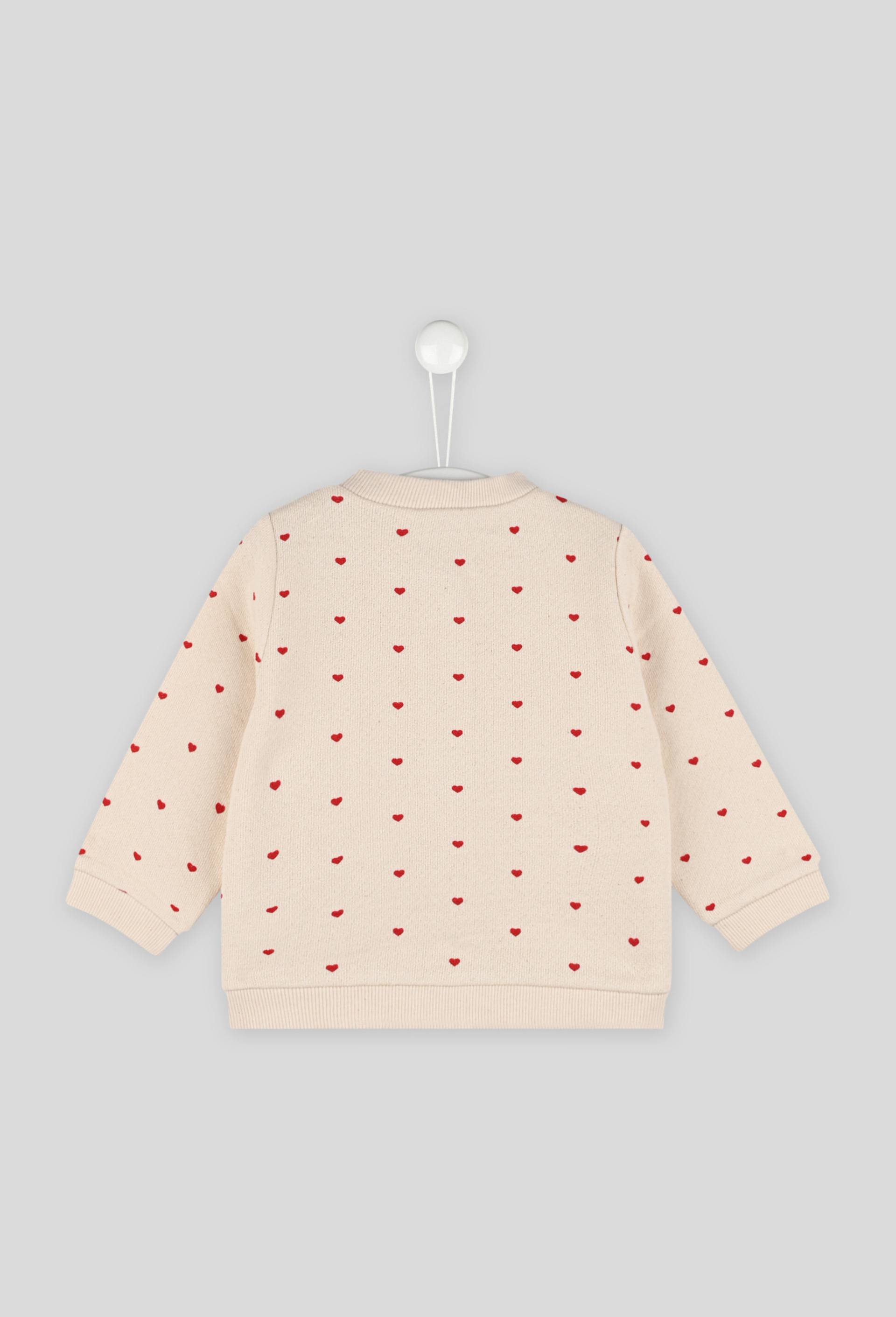 Cardigan en molleton imprimé coeur en coton BIO, Ecru, large image number 1