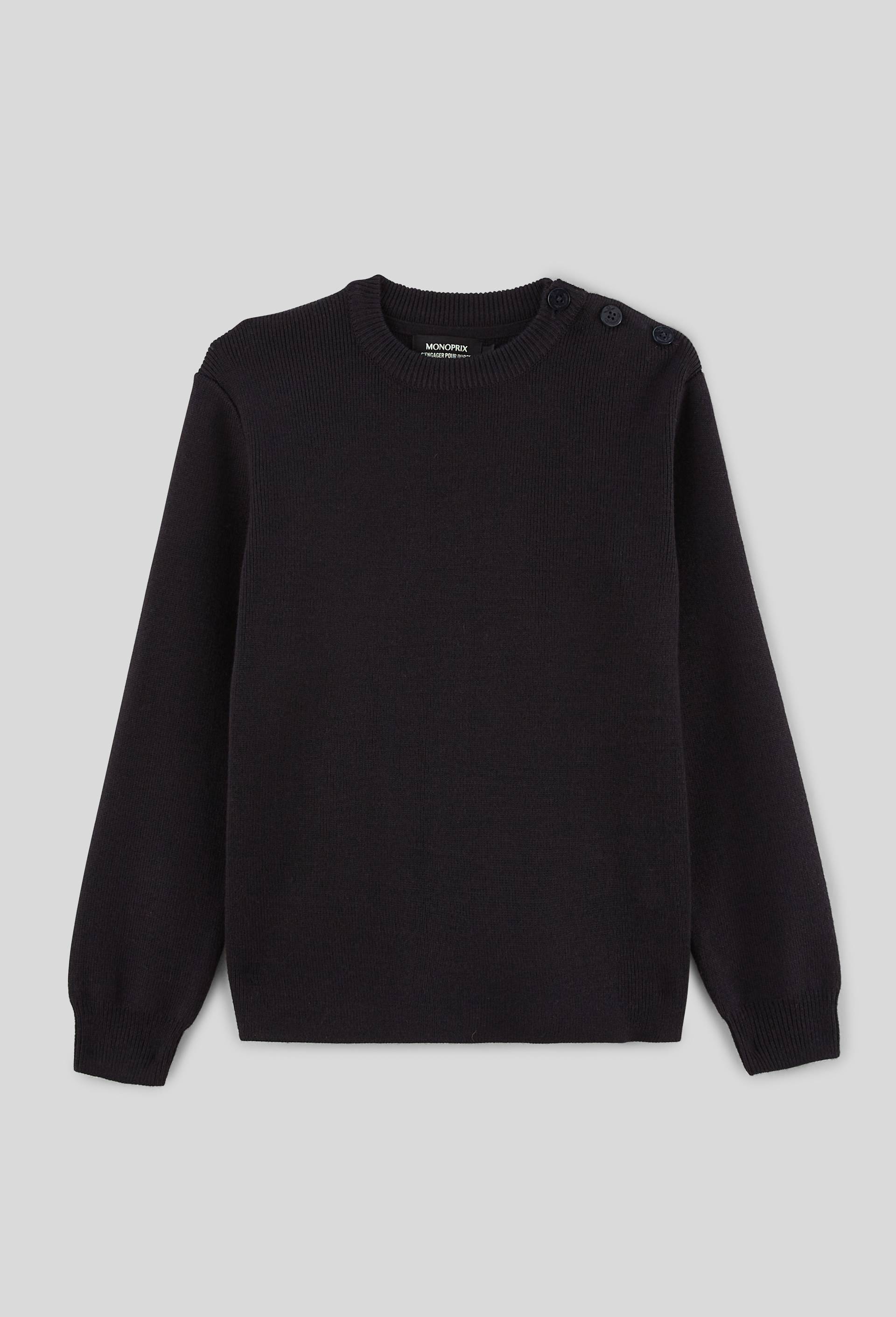 Pull uni contenant de la laine, Bleu fonc&eacute;, large image number 0