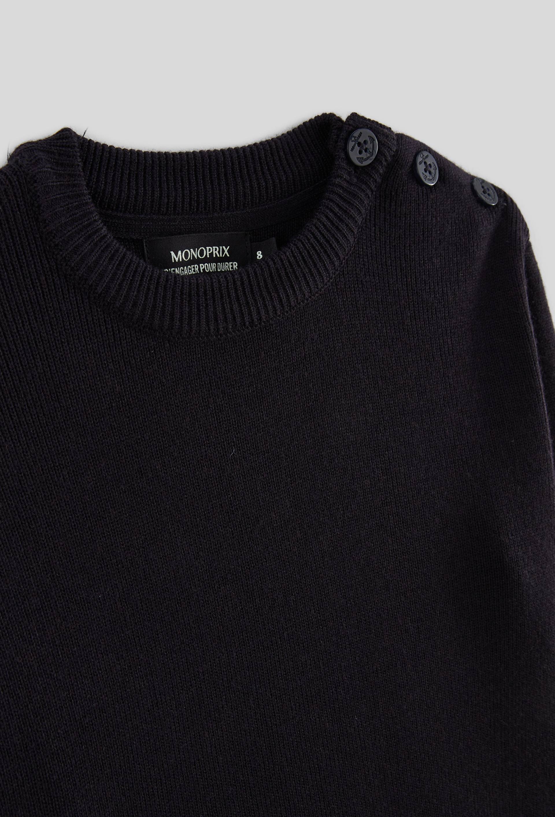 Pull uni contenant de la laine, Bleu fonc&eacute;, large image number 2