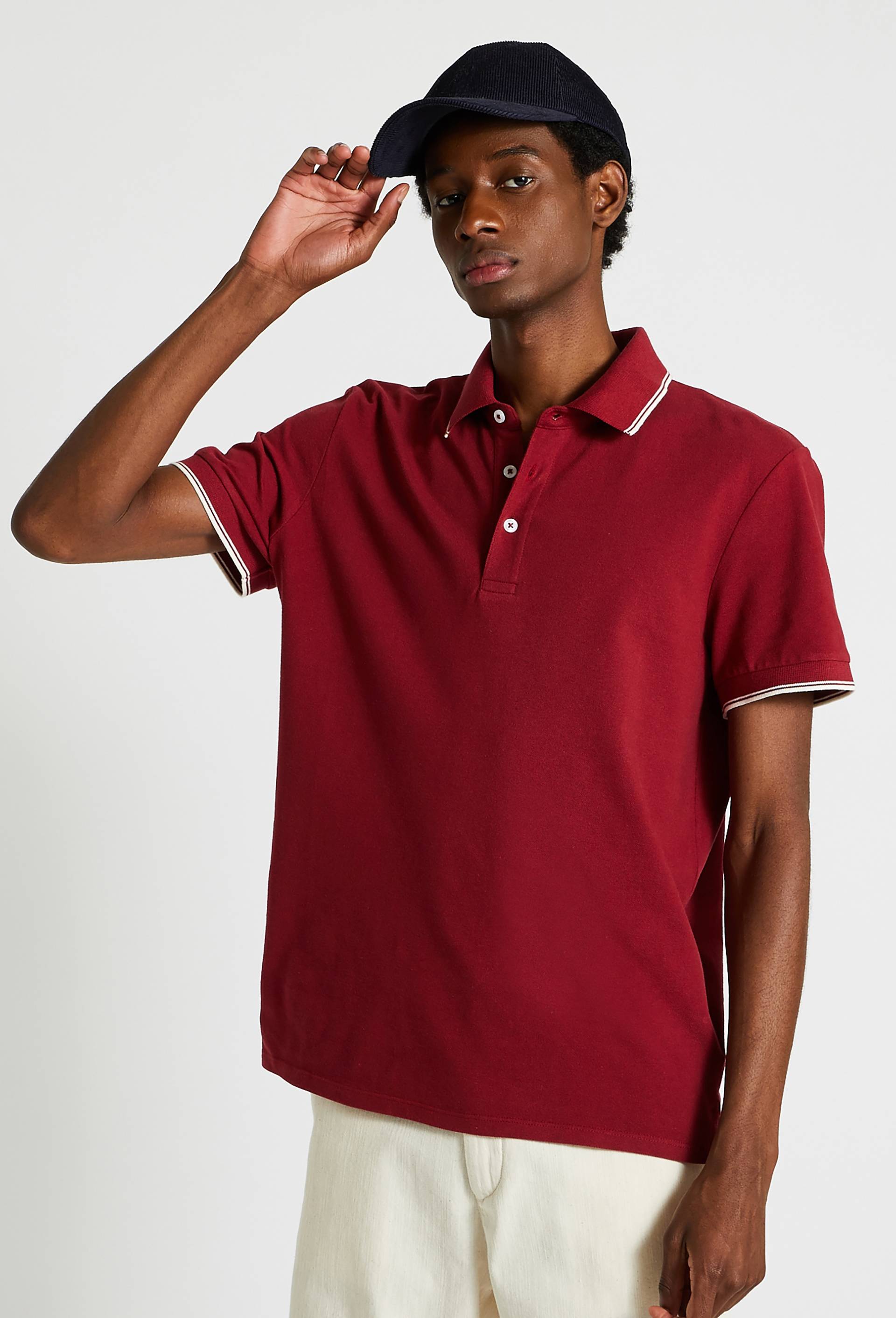 Polo manches courtes en coton issu de l agriculture biologique etcertifié Oekotex, Rouge foncé, large image number 0