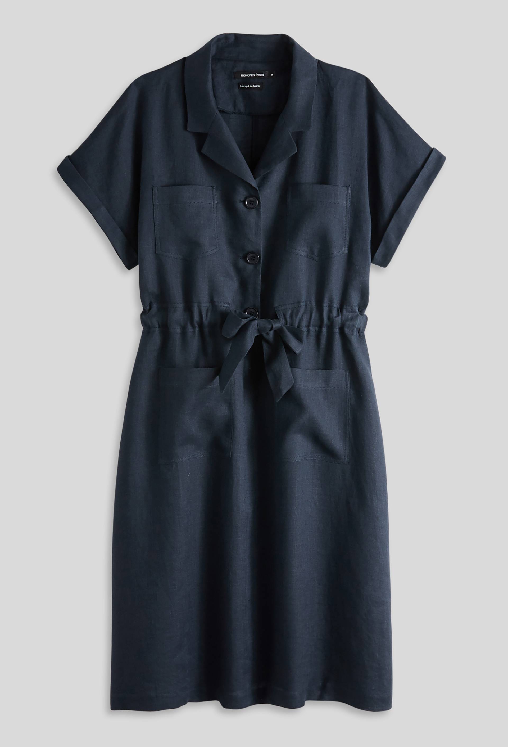 Robe en lin, Bleu foncé, large image number 2.0
