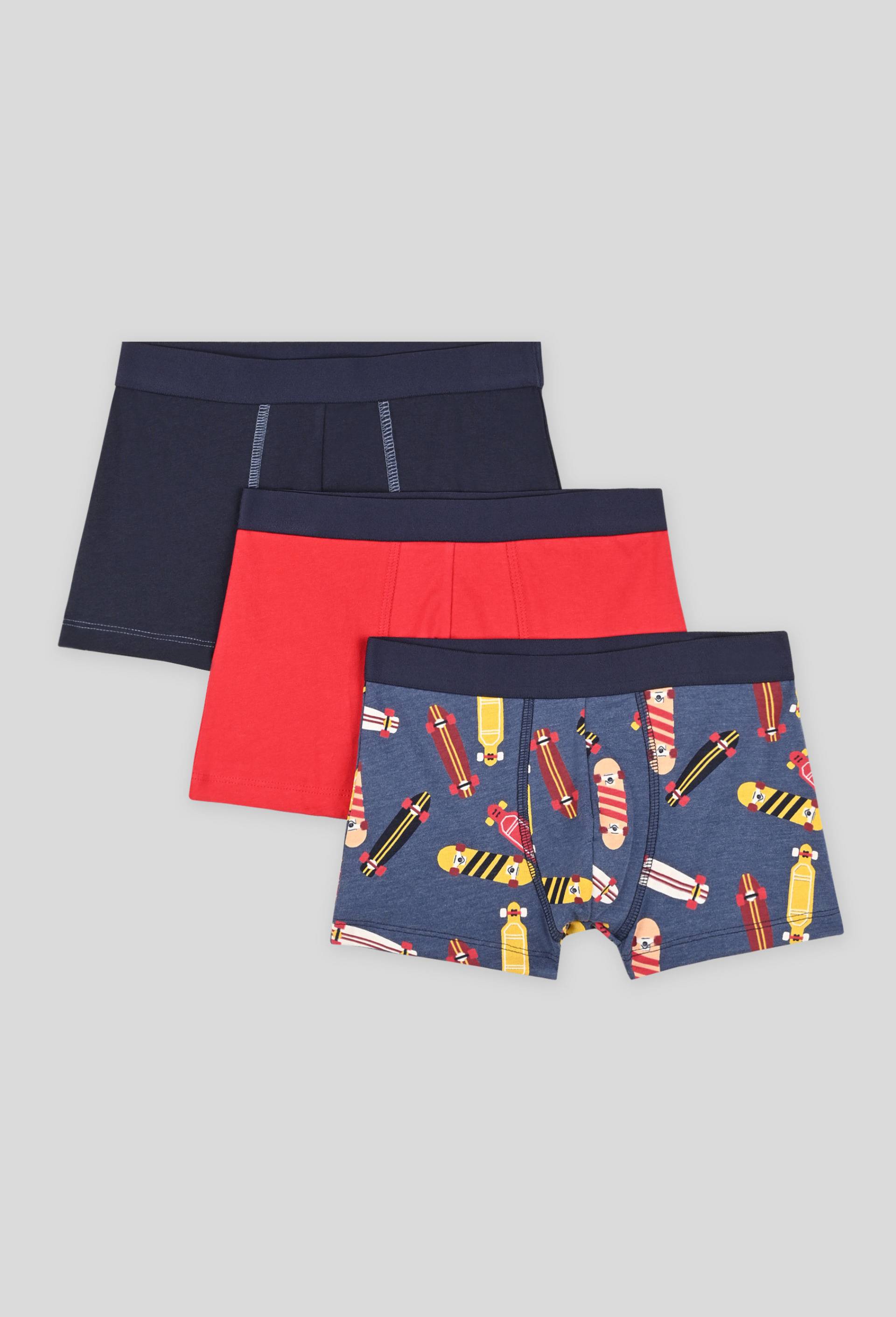 Lot de 3 boxers imprim{s et unis, Bleu, large image number 0.0