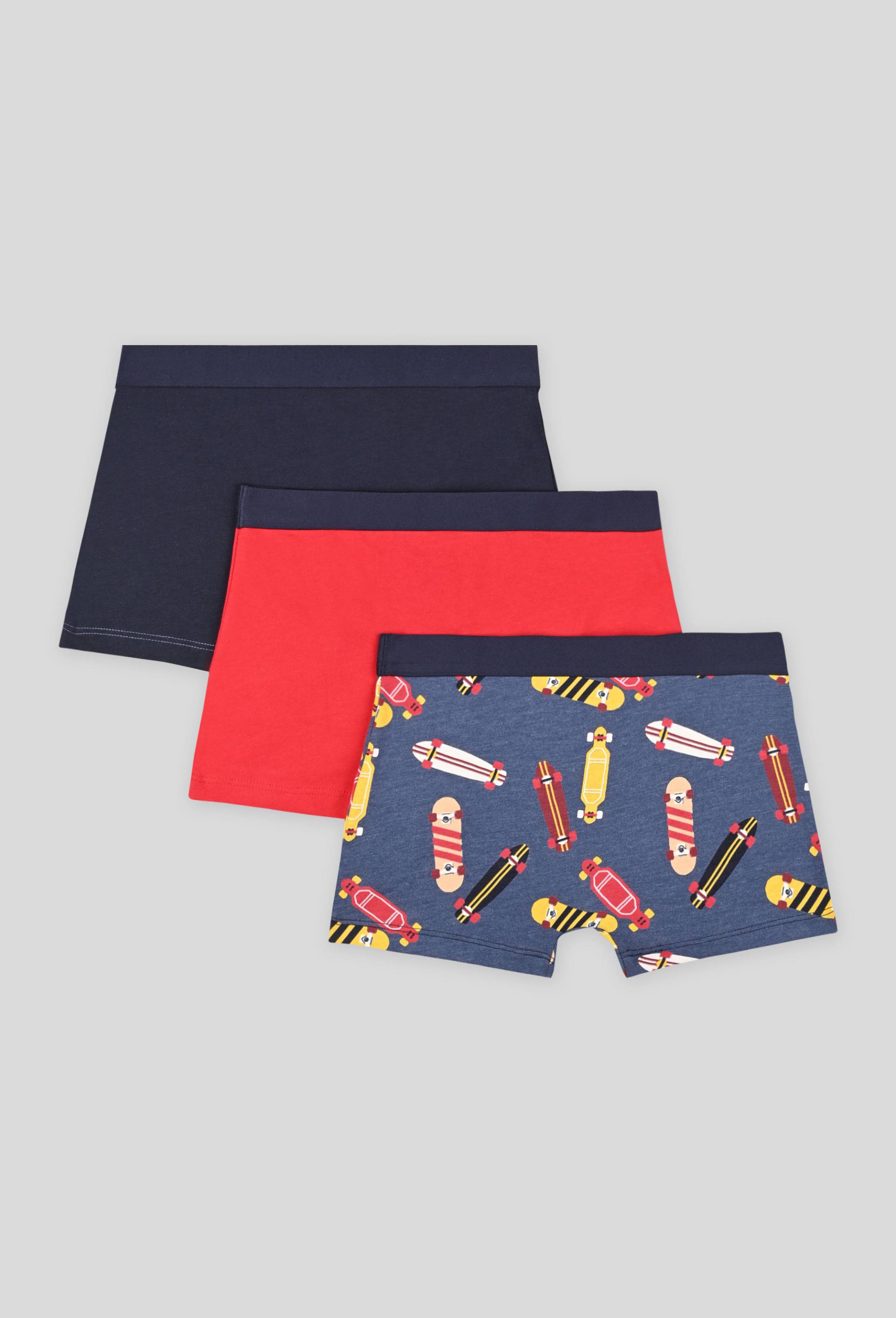 Lot de 3 boxers imprim{s et unis, Bleu, large image number 1