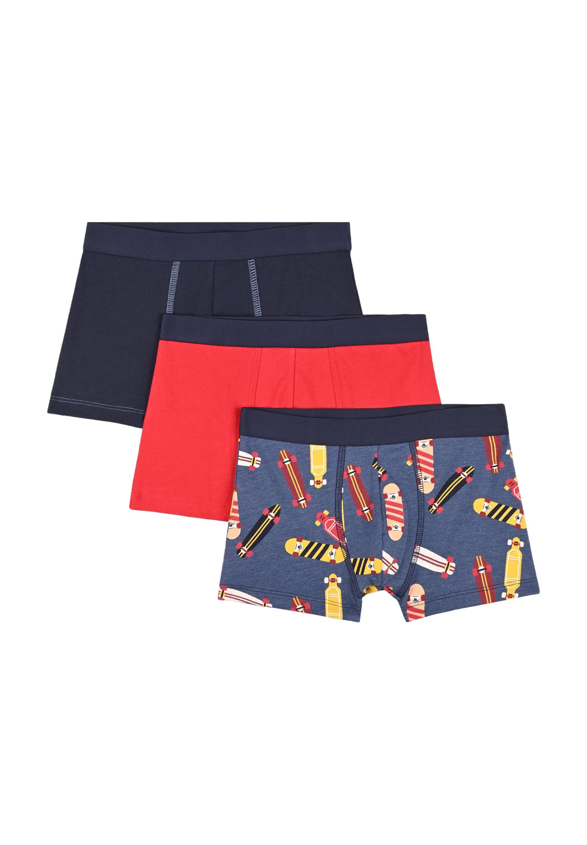 Lot de 3 boxers imprim{s et unis, Bleu, large image number 3