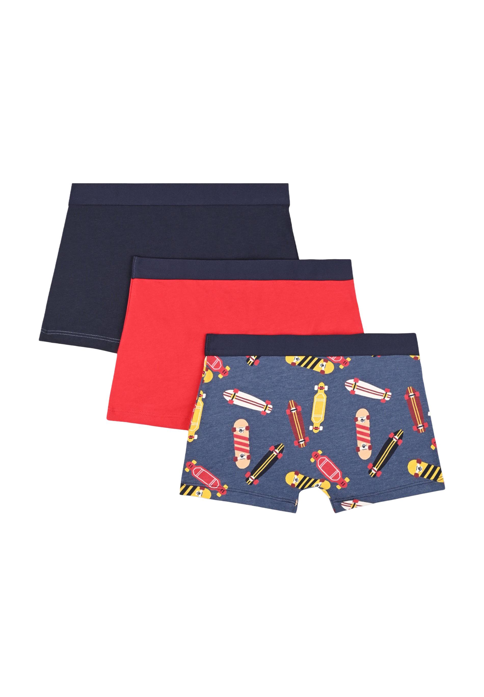 Lot de 3 boxers imprim{s et unis, Bleu, large image number 4.0