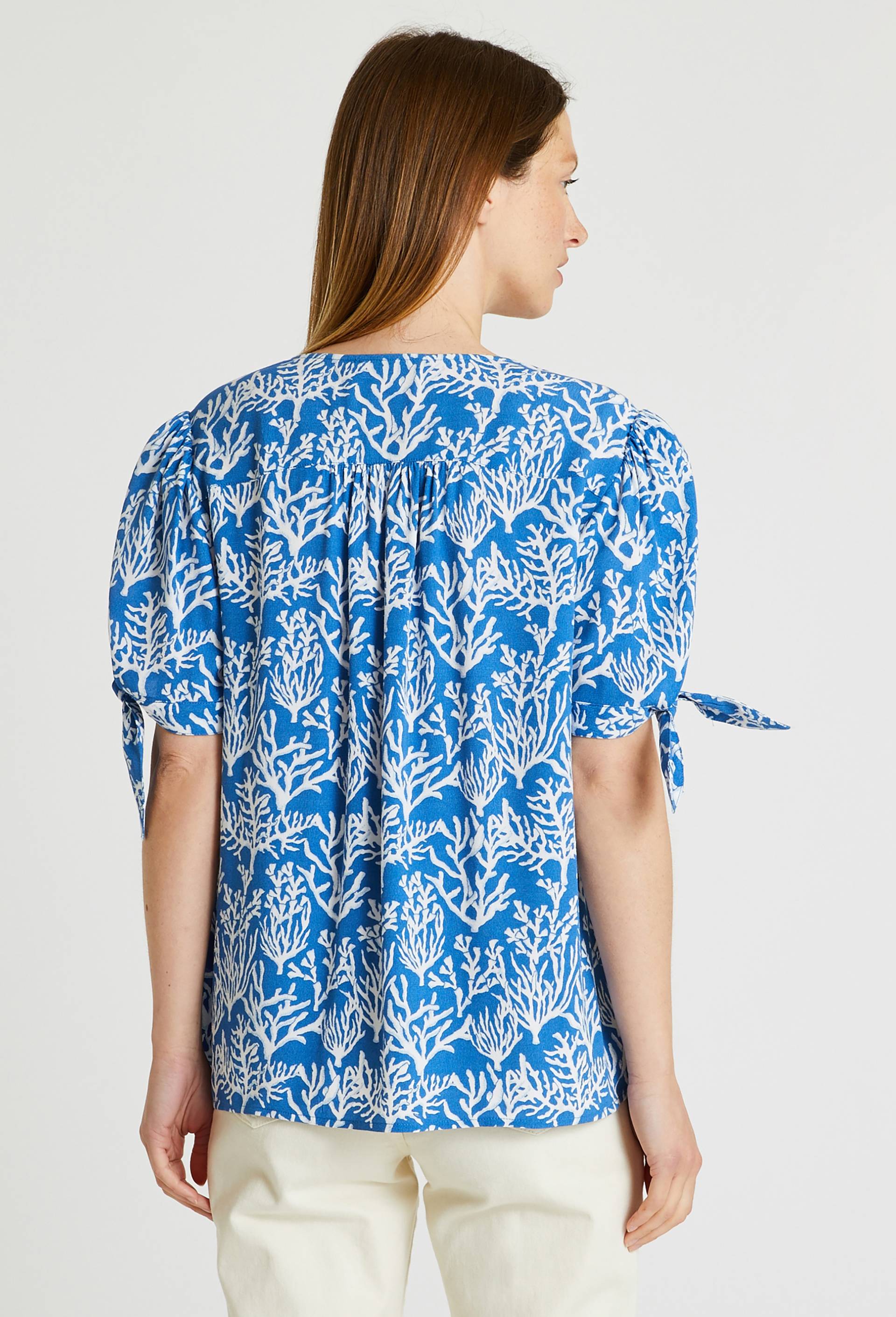 Blouse imprimée à manches courtes, Bleu, large image number 1