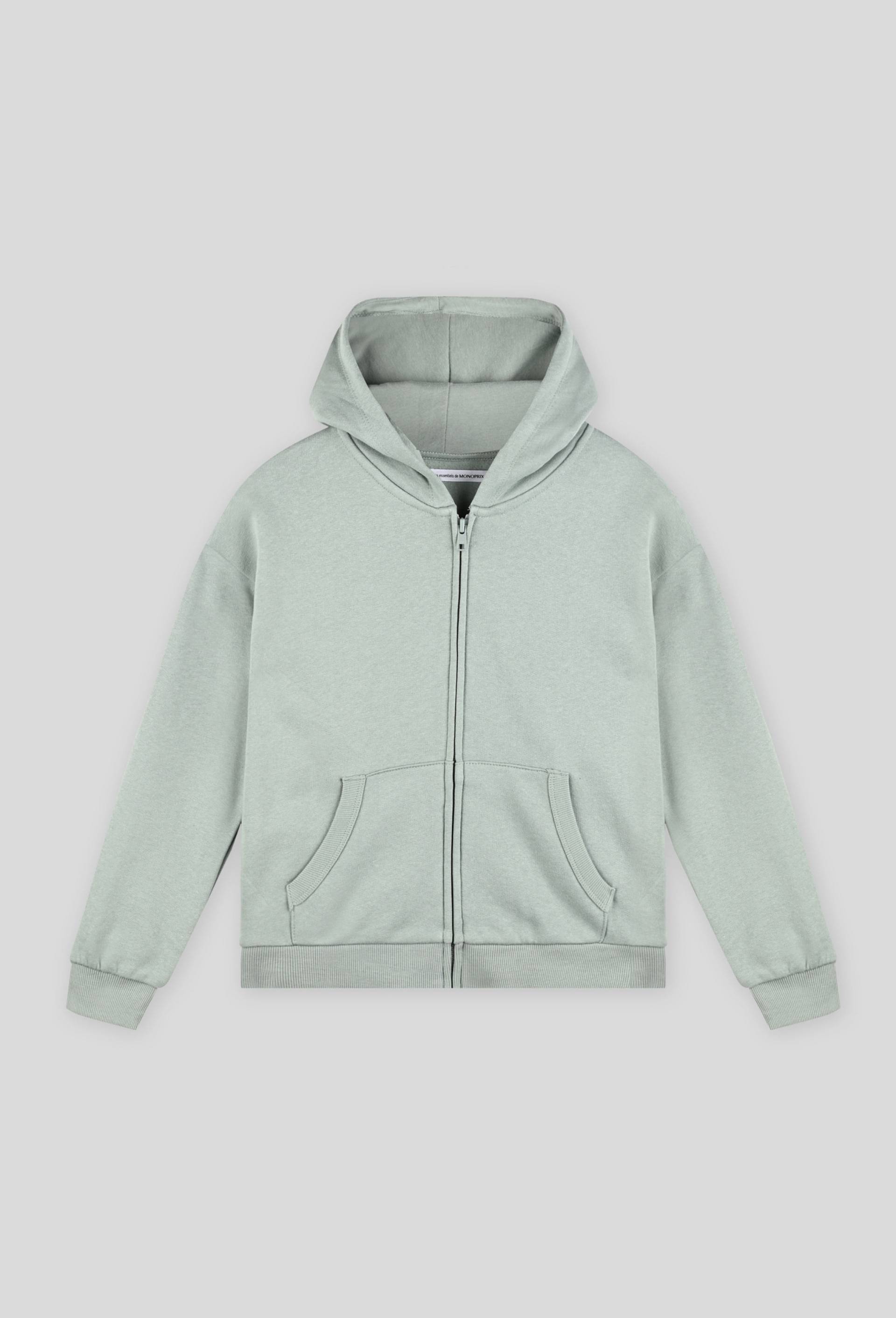 Sweat zippé à capuche contenant du coton BIO, certifié OEKO-TEX, BLEU, large image number 0