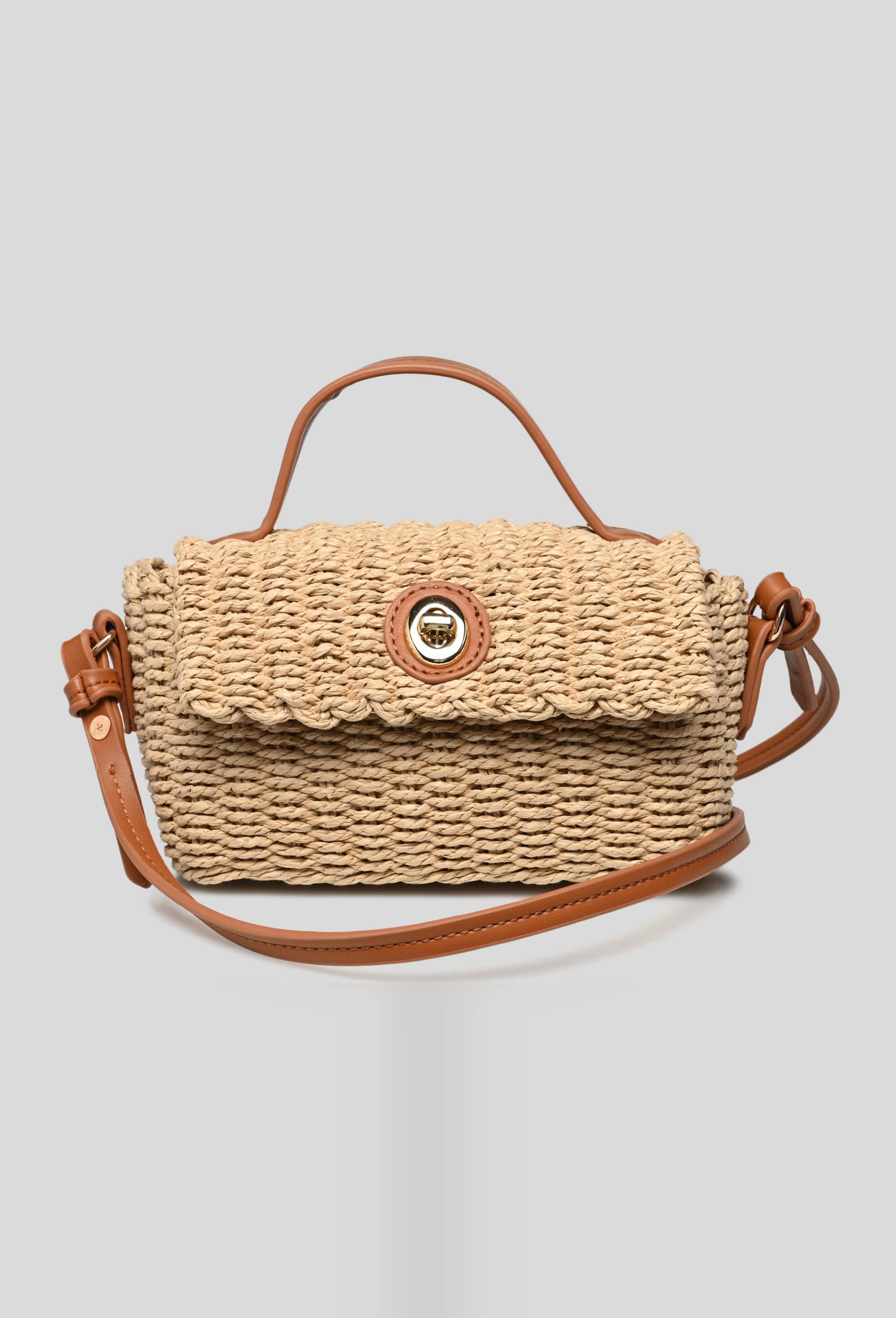 Sac bandouli&egrave;re en paille, Beige clair, large image number 0.0