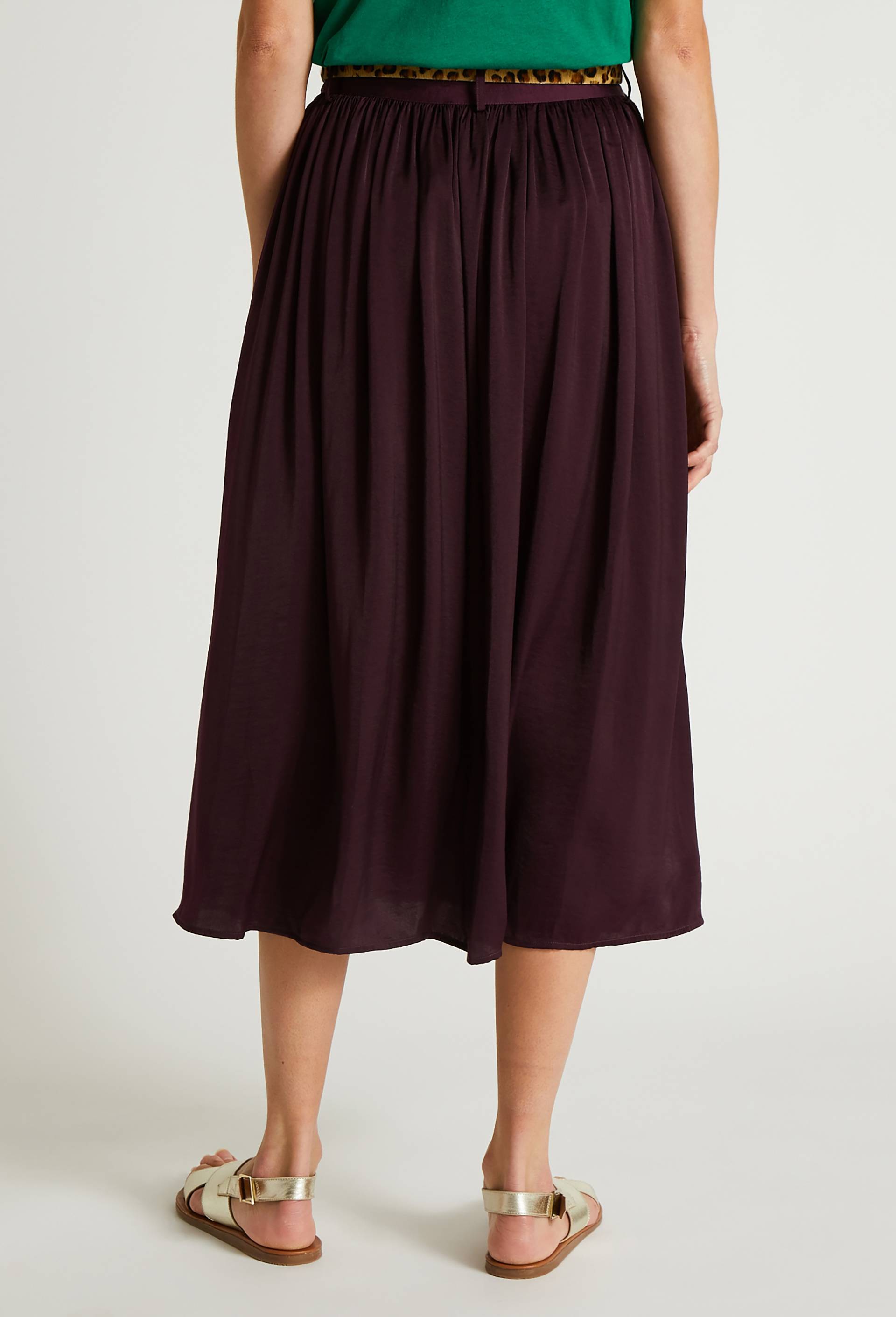 Jupe midi en polywash, Violet foncé, large image number 1