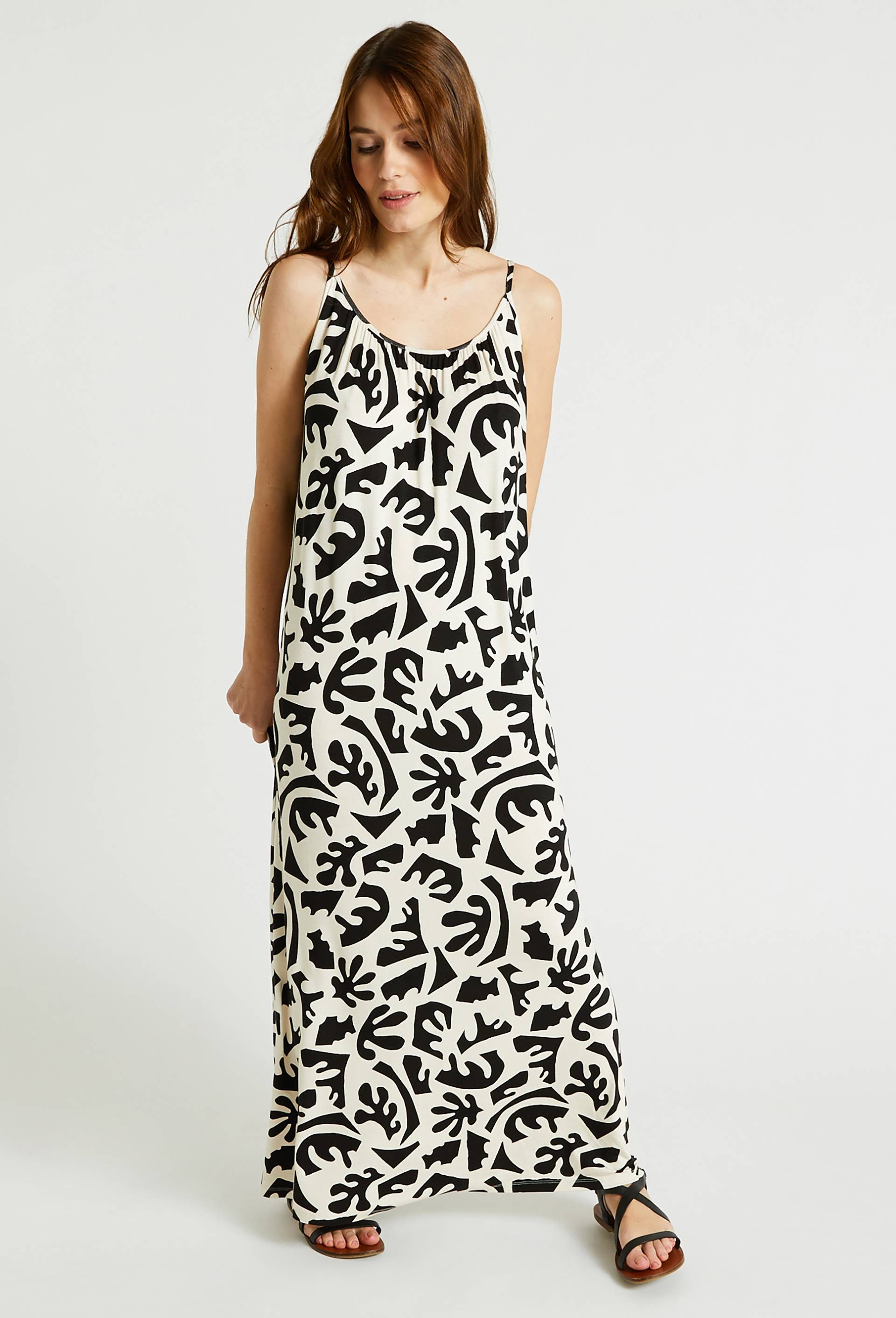 Robe dos nus imprimée, Beige clair, large image number 0