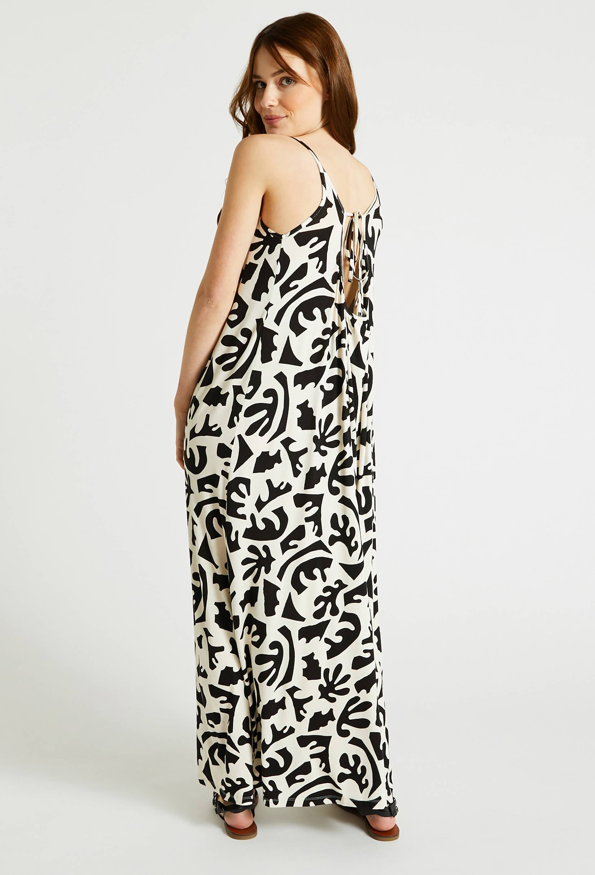 Robe dos nus imprimée, Beige clair, large image number 1