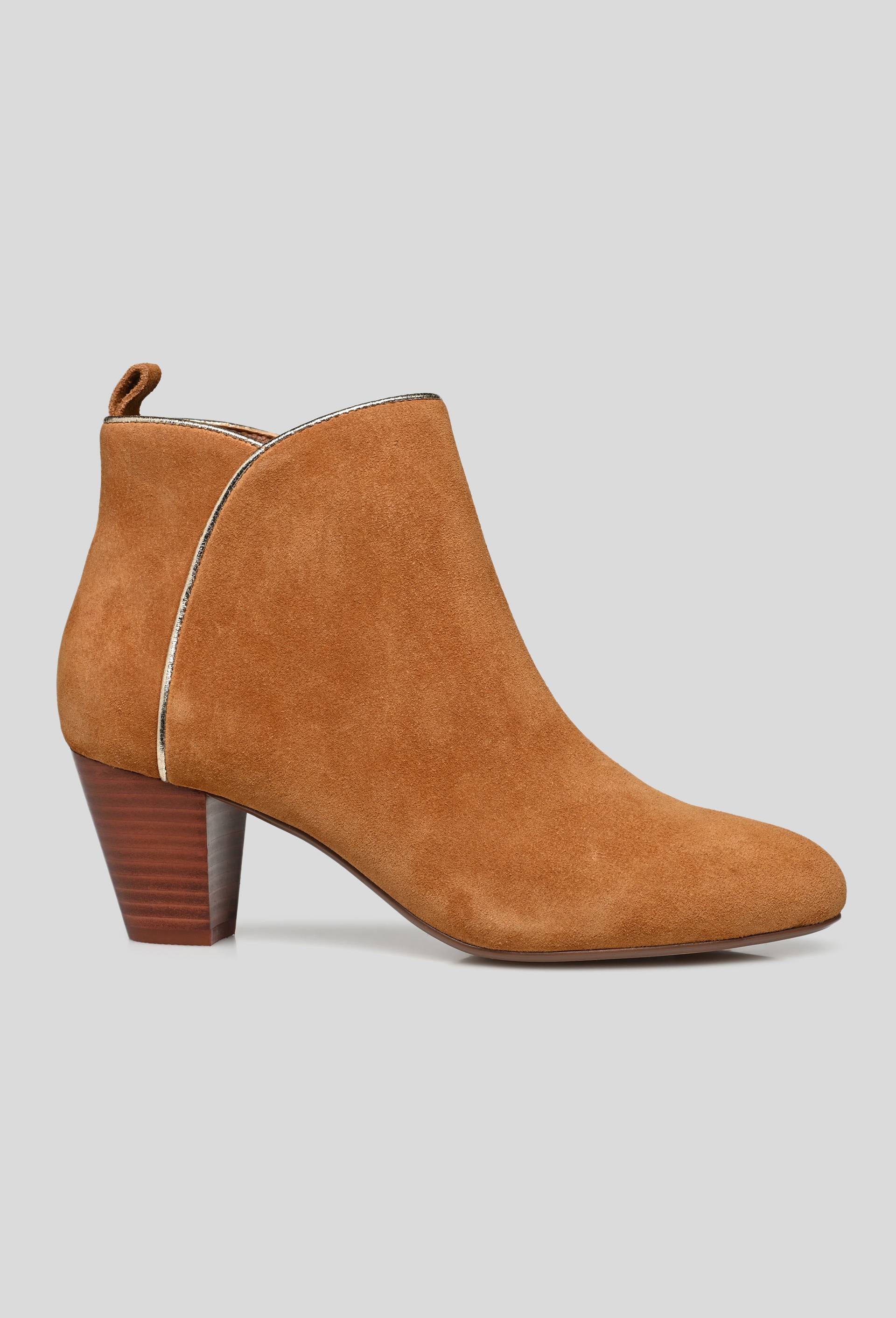 Bottines à talon ,croûte de cuir responsable, Beige, large image number 0