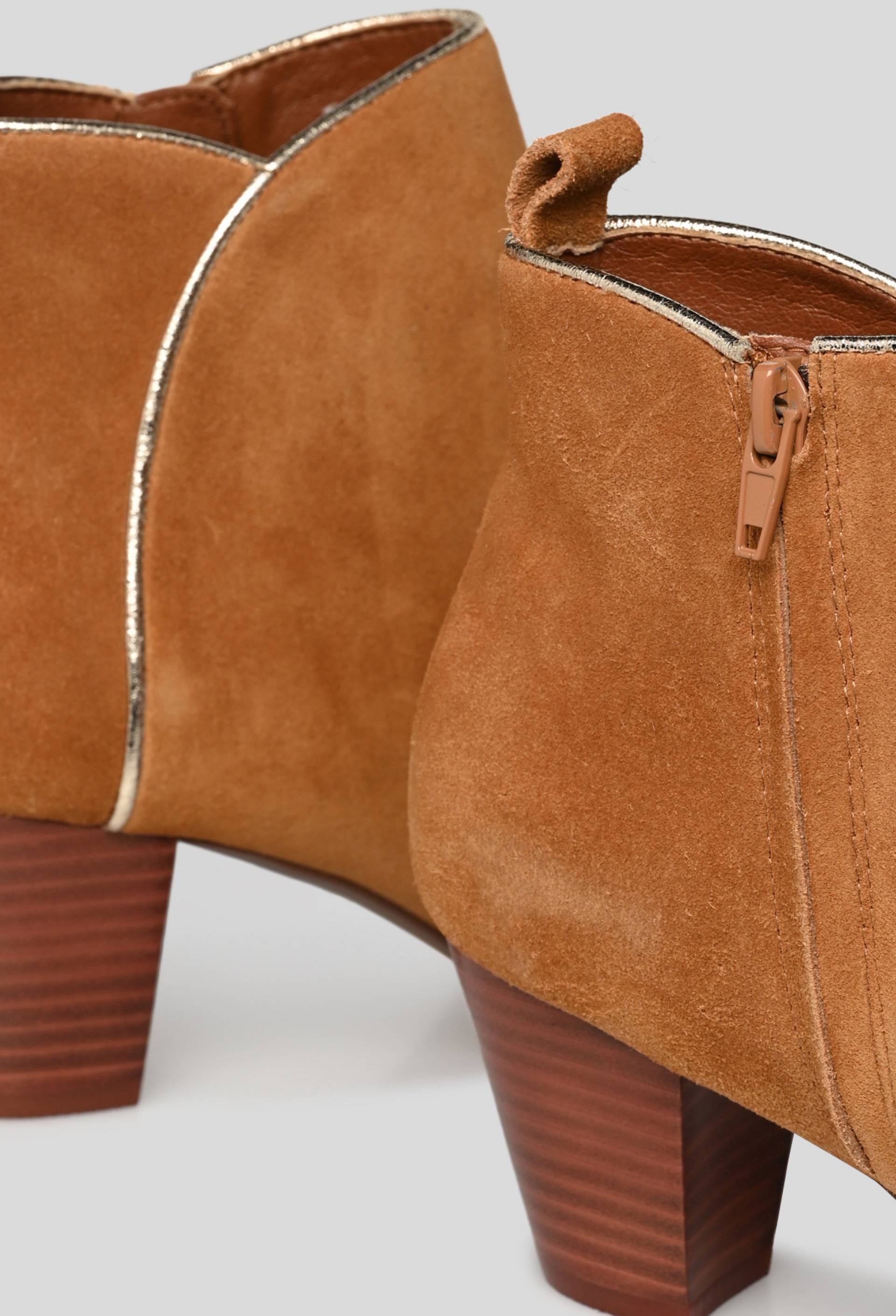Bottines à talon ,croûte de cuir responsable, Beige, large image number 2.0