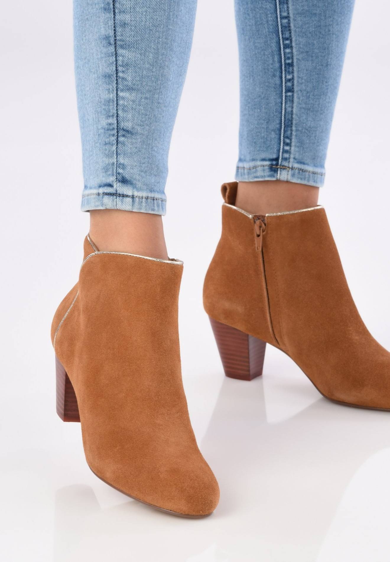 Bottines à talon ,croûte de cuir responsable, Beige, large image number 4
