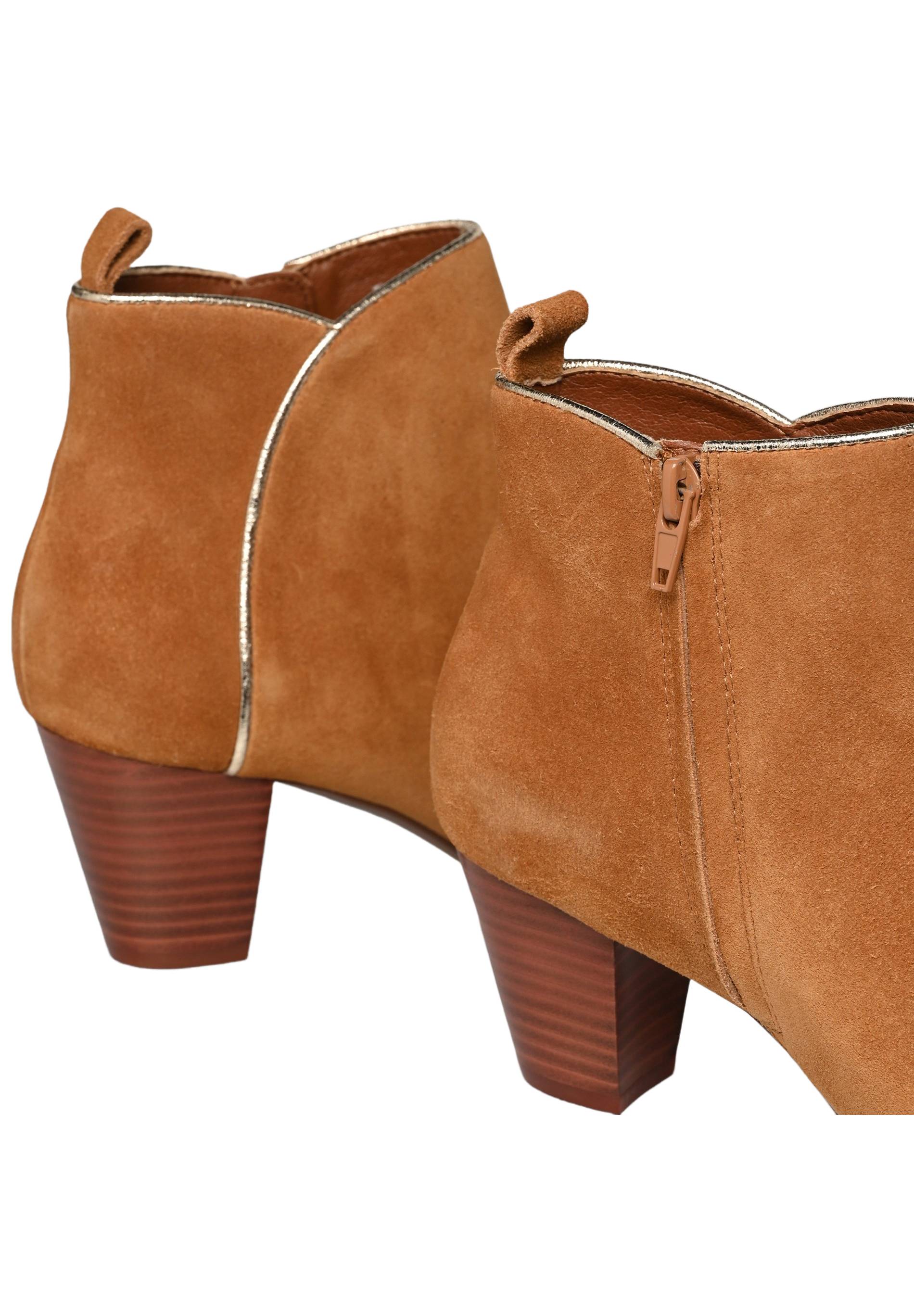 Bottines à talon ,croûte de cuir responsable, Beige, large image number 5