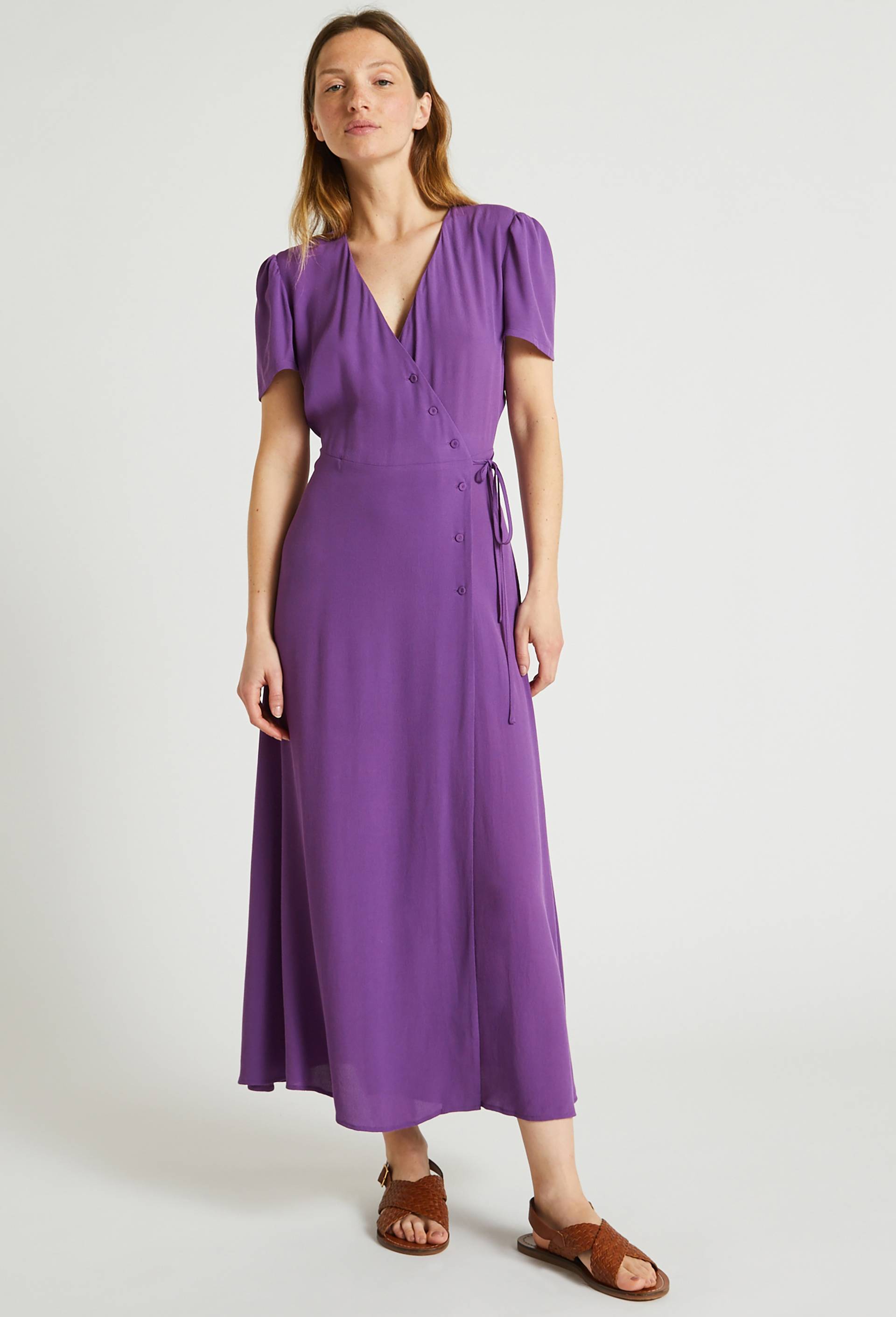 Robe cache-coeur unie, Violet, large image number 0