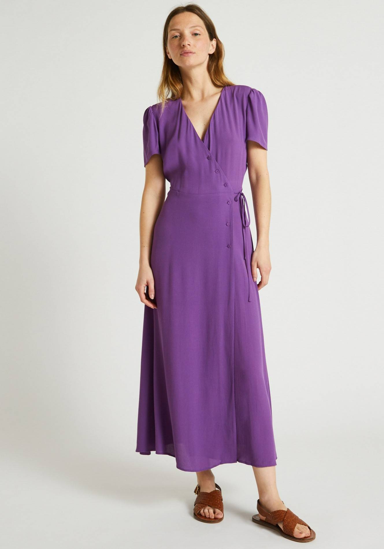 Robe cache-coeur unie, Violet, large image number 3