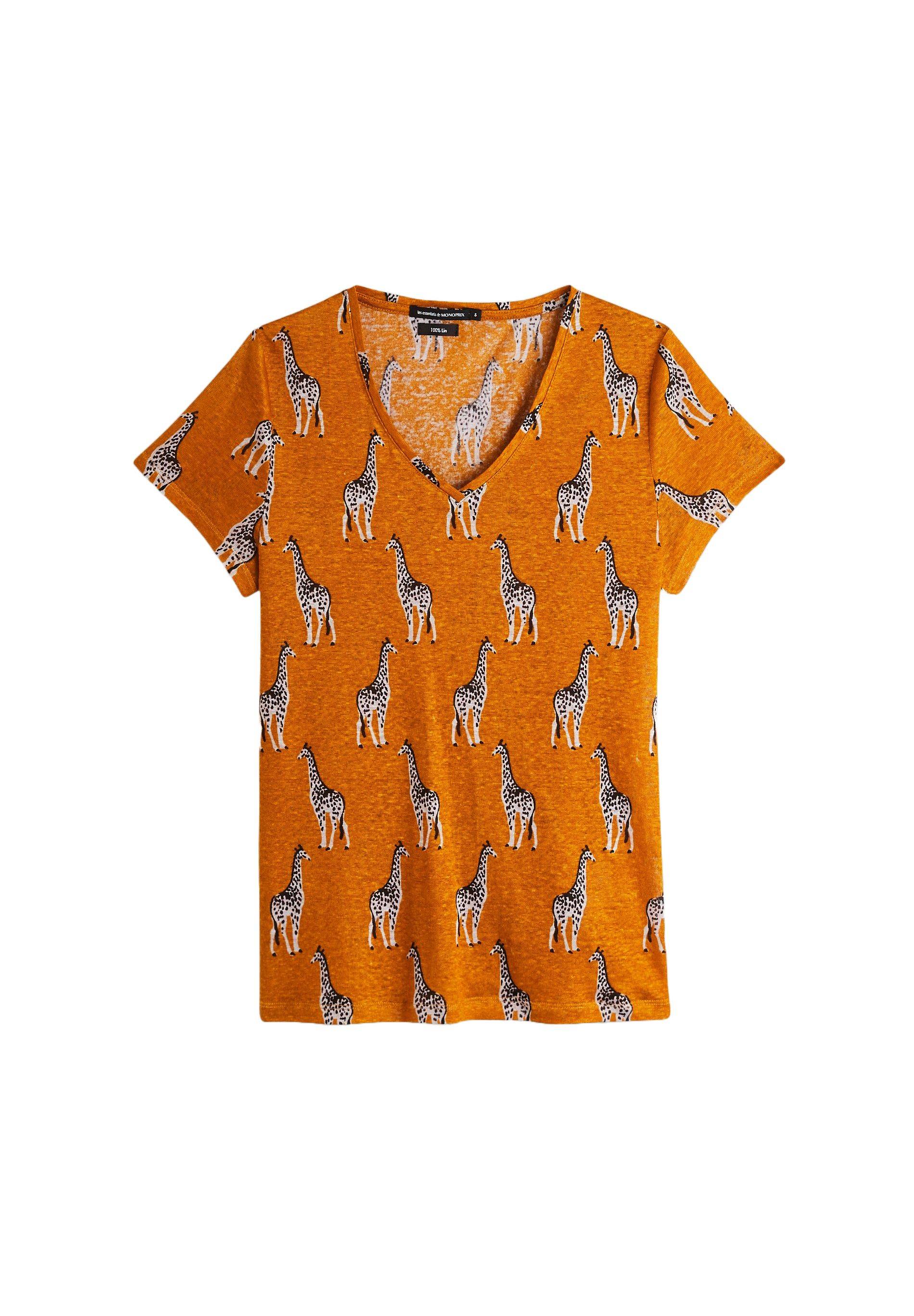 T-shirt en lin imprimé, Brun clair, large image number 5.0