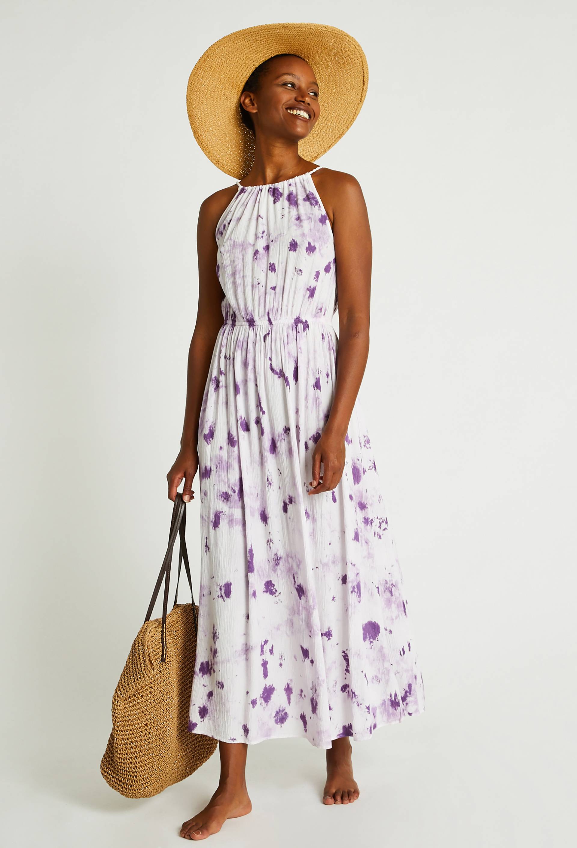 Robe en viscose tie and dye, Violet foncé, large image number 0.0
