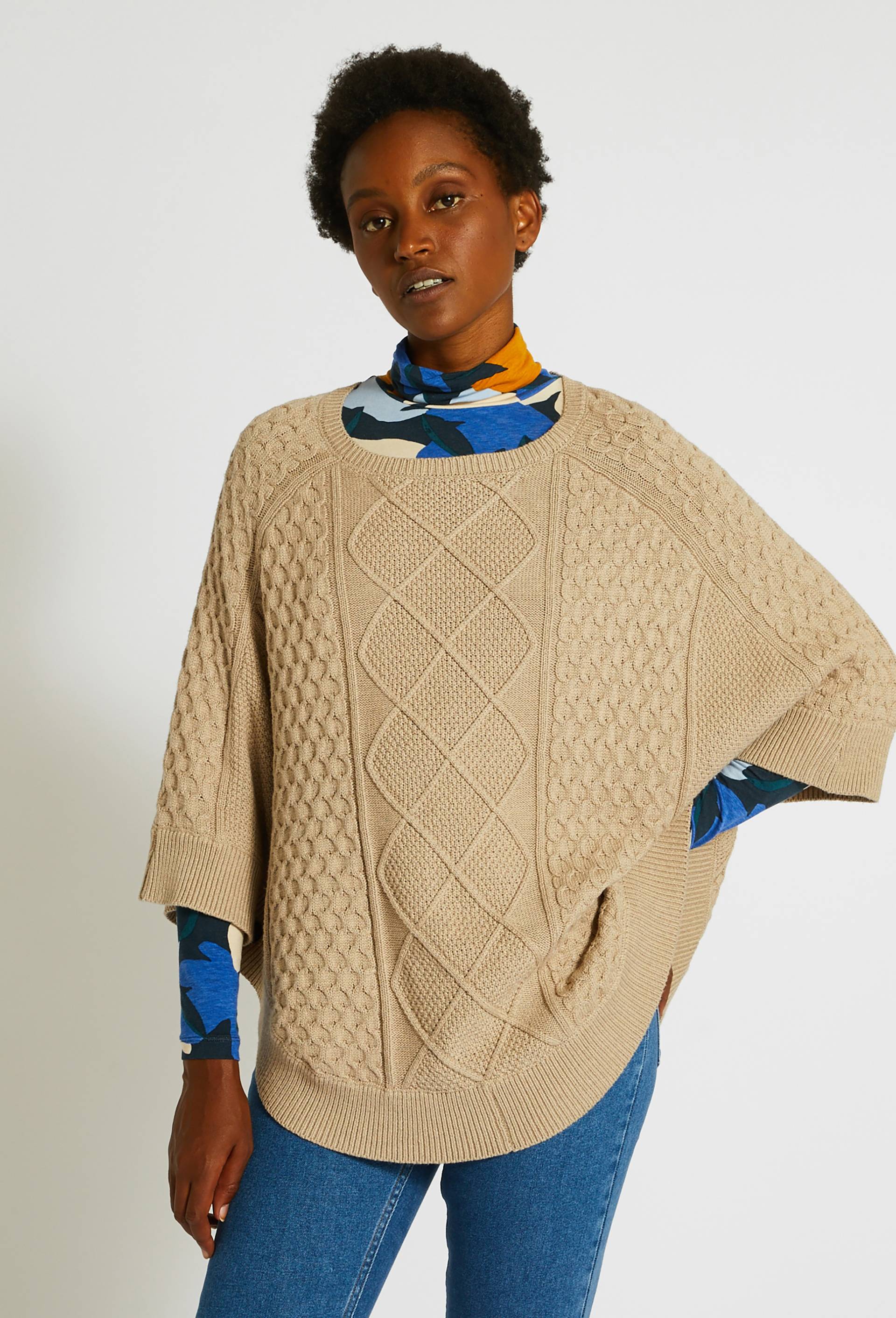 Poncho, certifié OEKO-TEX, Brun clair, large image number 0.0