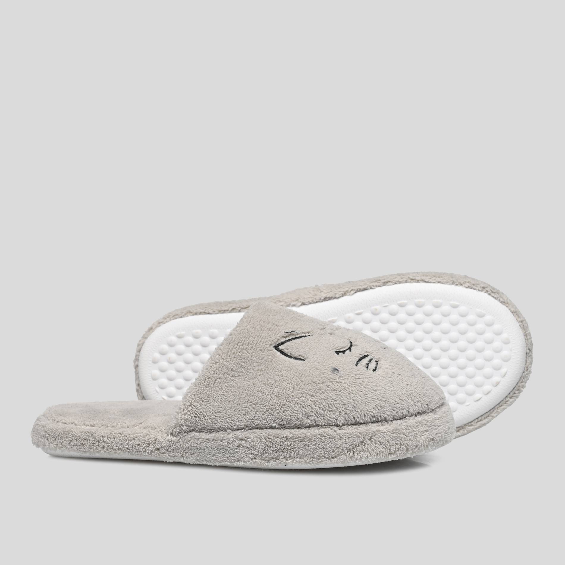 Mules doudou broderie chat, Gris clair, large image number 2