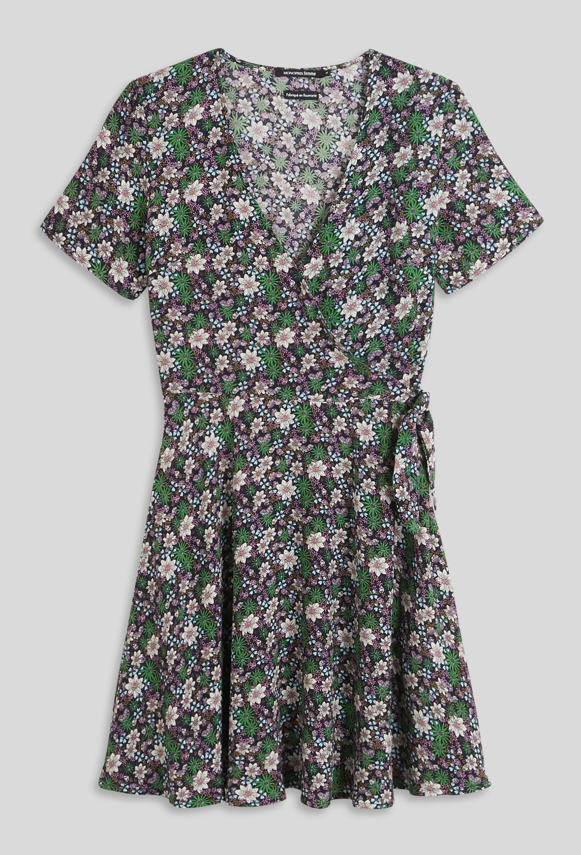 Robe courte en viscose imprimée, Bleu foncé, large image number 2