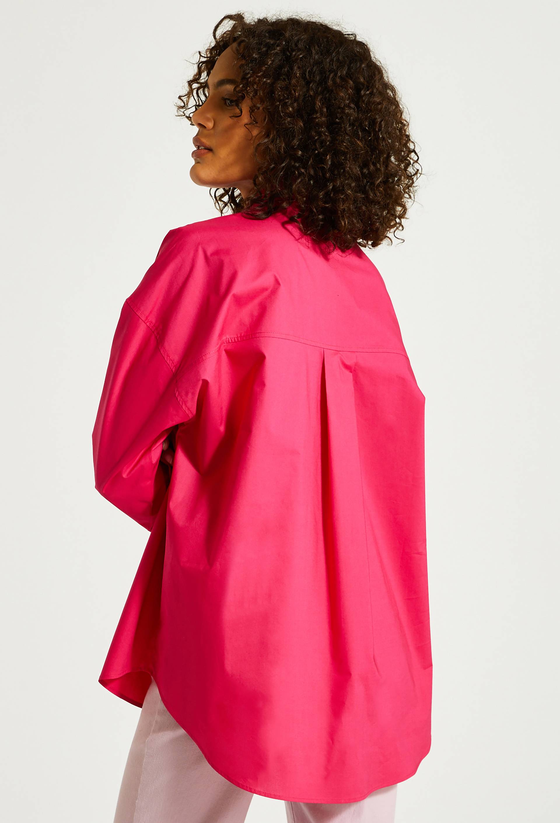 Chemise en popeline de coton, Rose foncé, large image number 1