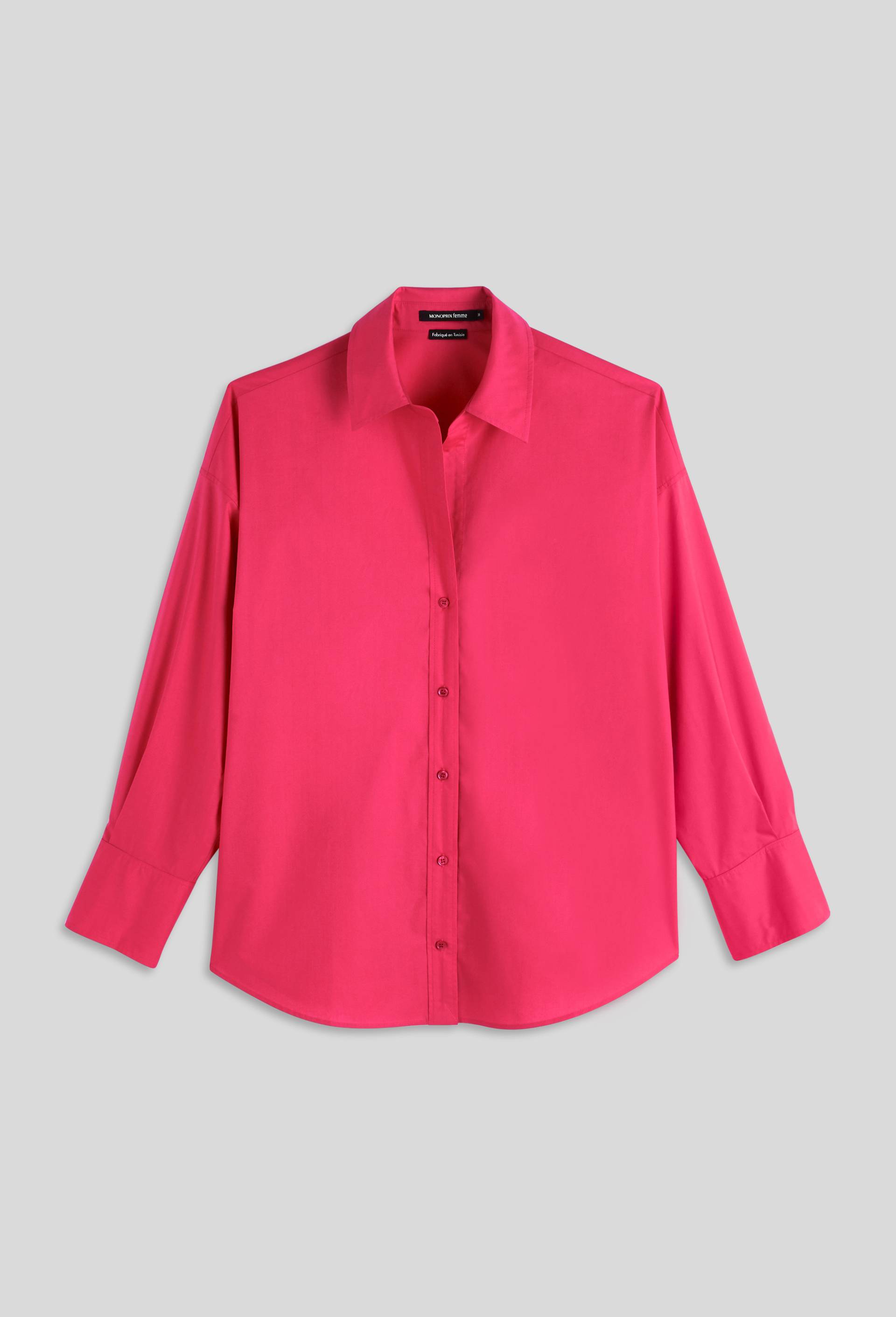 Chemise en popeline de coton, Rose foncé, large image number 2