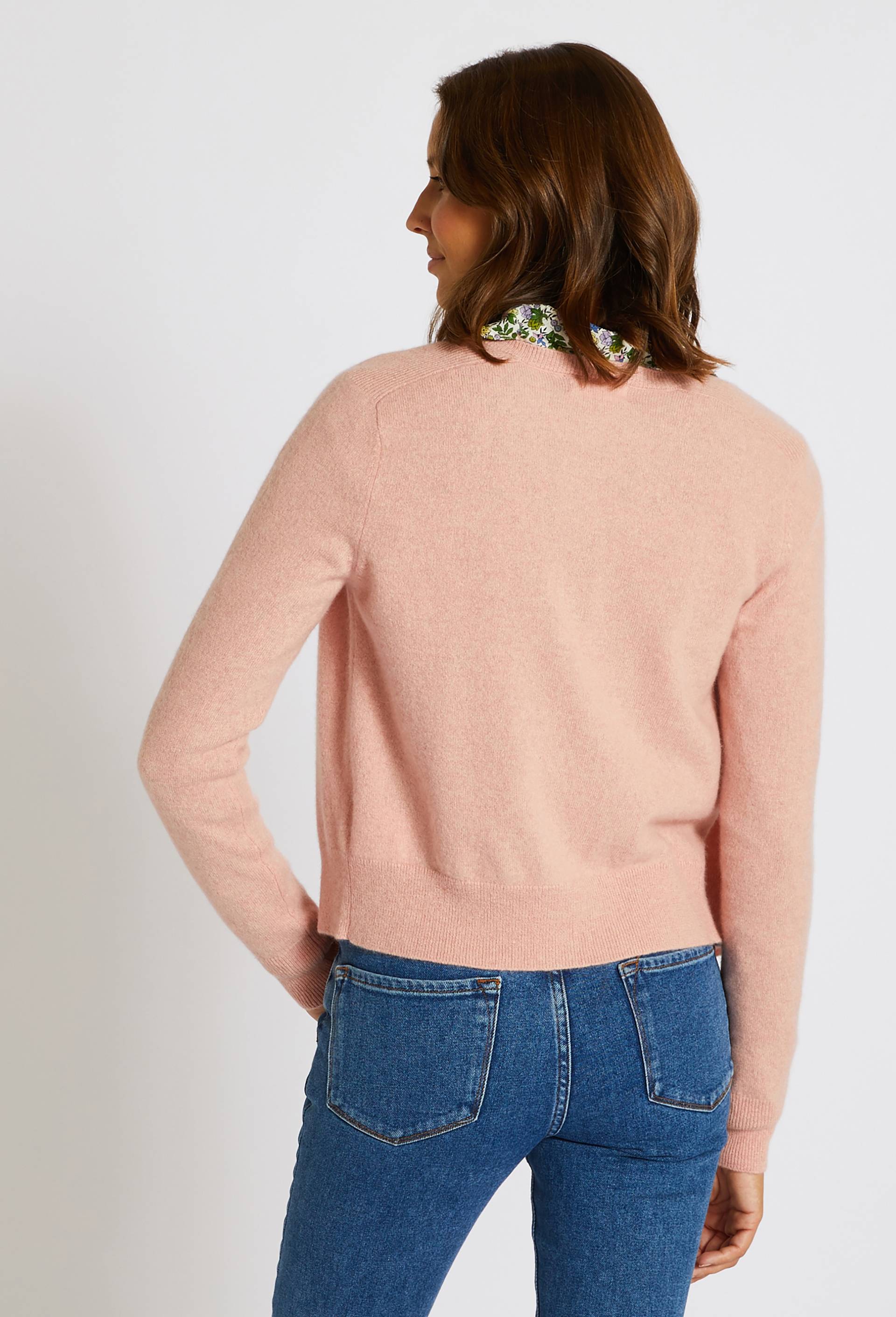 Cardigan en cachemire Oekotex, Rose, large image number 1