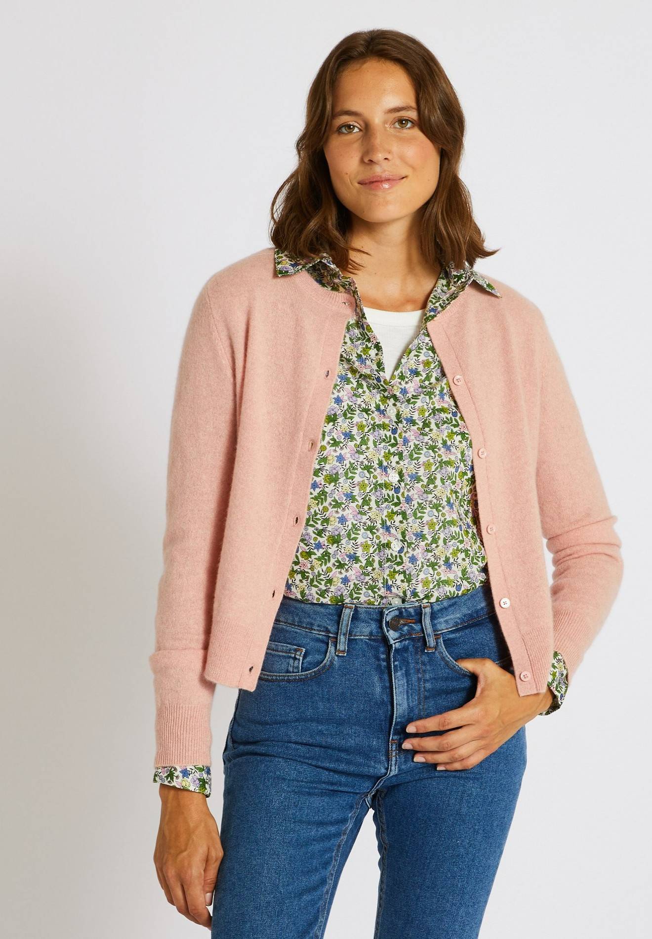 Cardigan en cachemire Oekotex, Rose, large image number 3