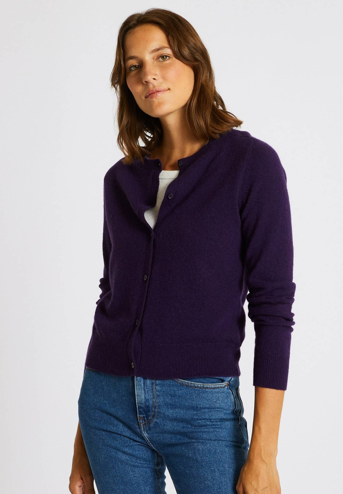 Cardigan en cachemire Oekotex, Violet foncé, large image number 3
