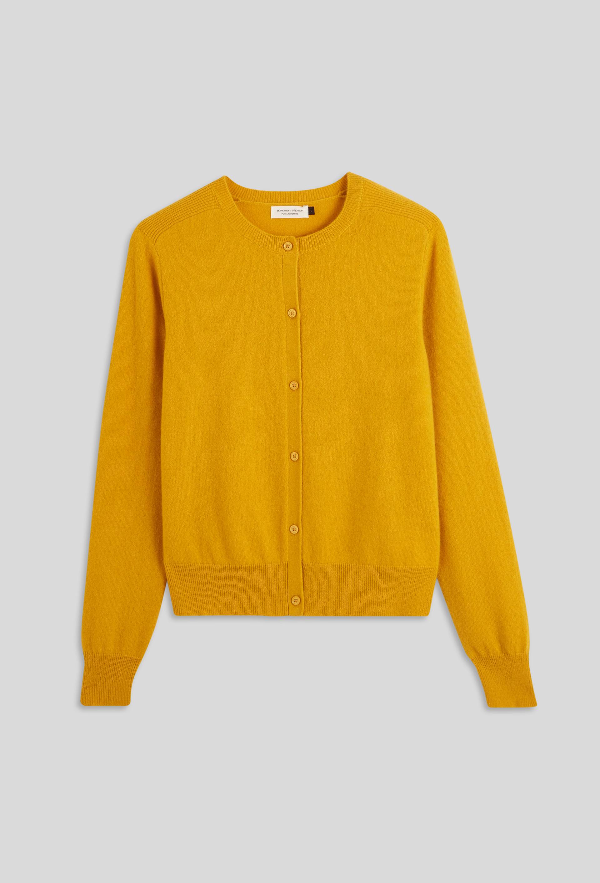 Cardigan en cachemire Oekotex, Jaune fonc&eacute;, large image number 2