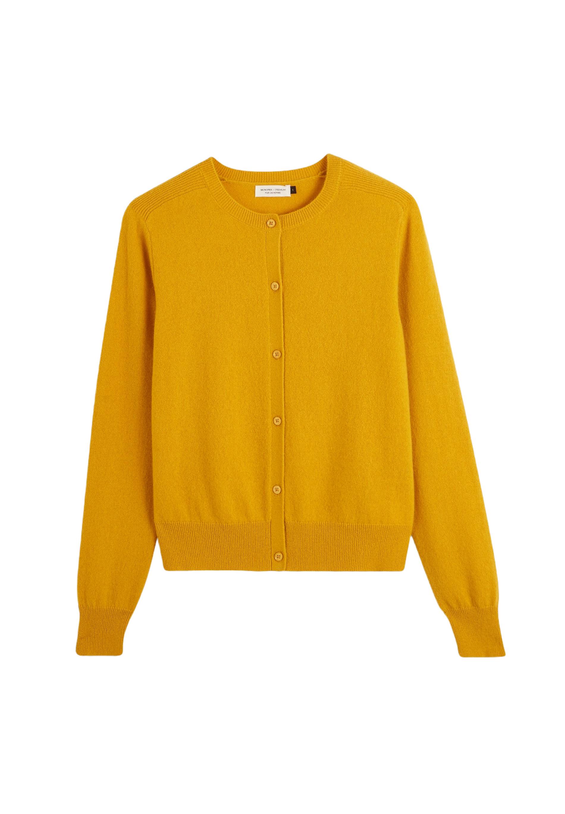 Cardigan en cachemire Oekotex, Jaune foncé, large image number 5