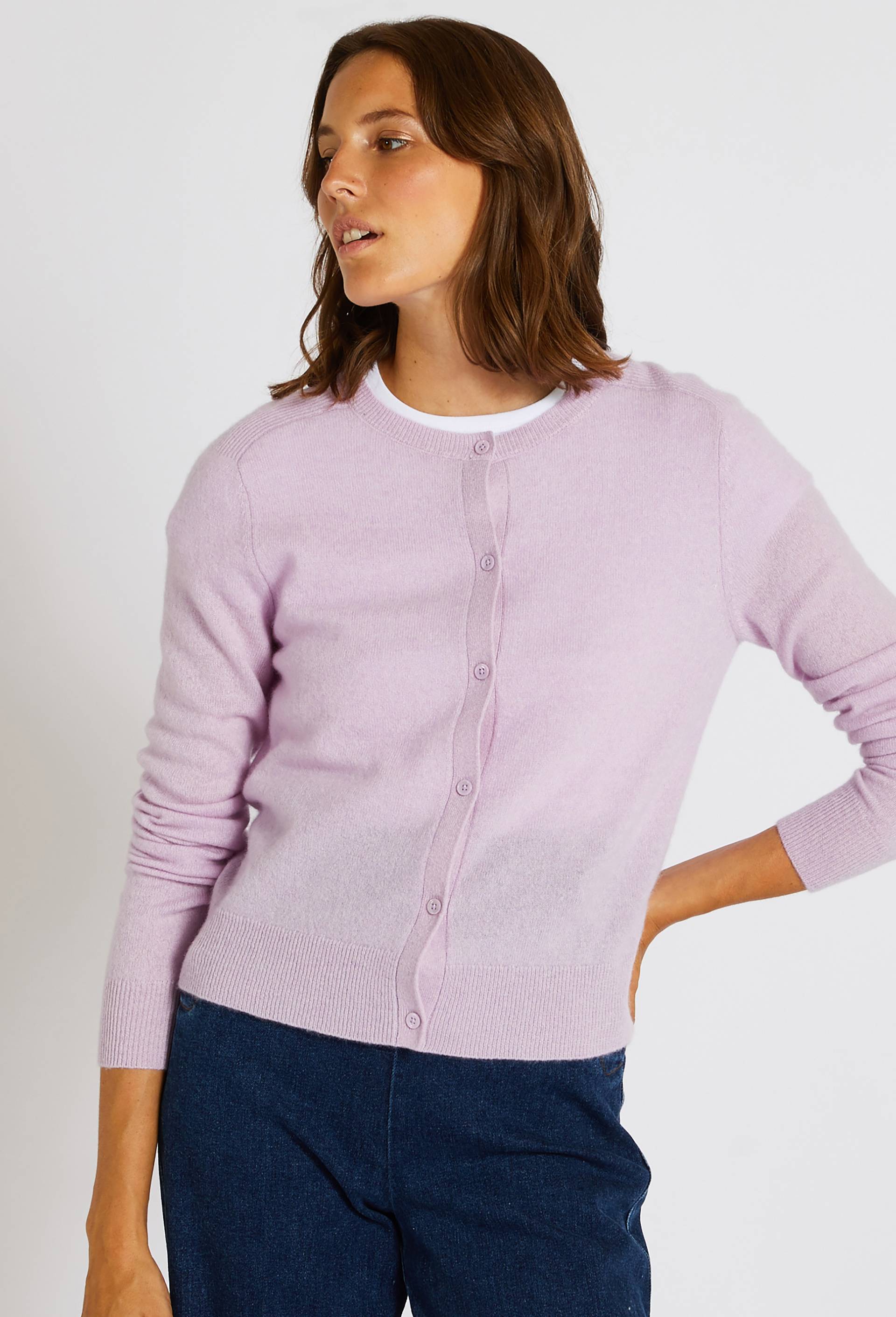 Cardigan en cachemire Oekotex, Violet clair, large image number 0