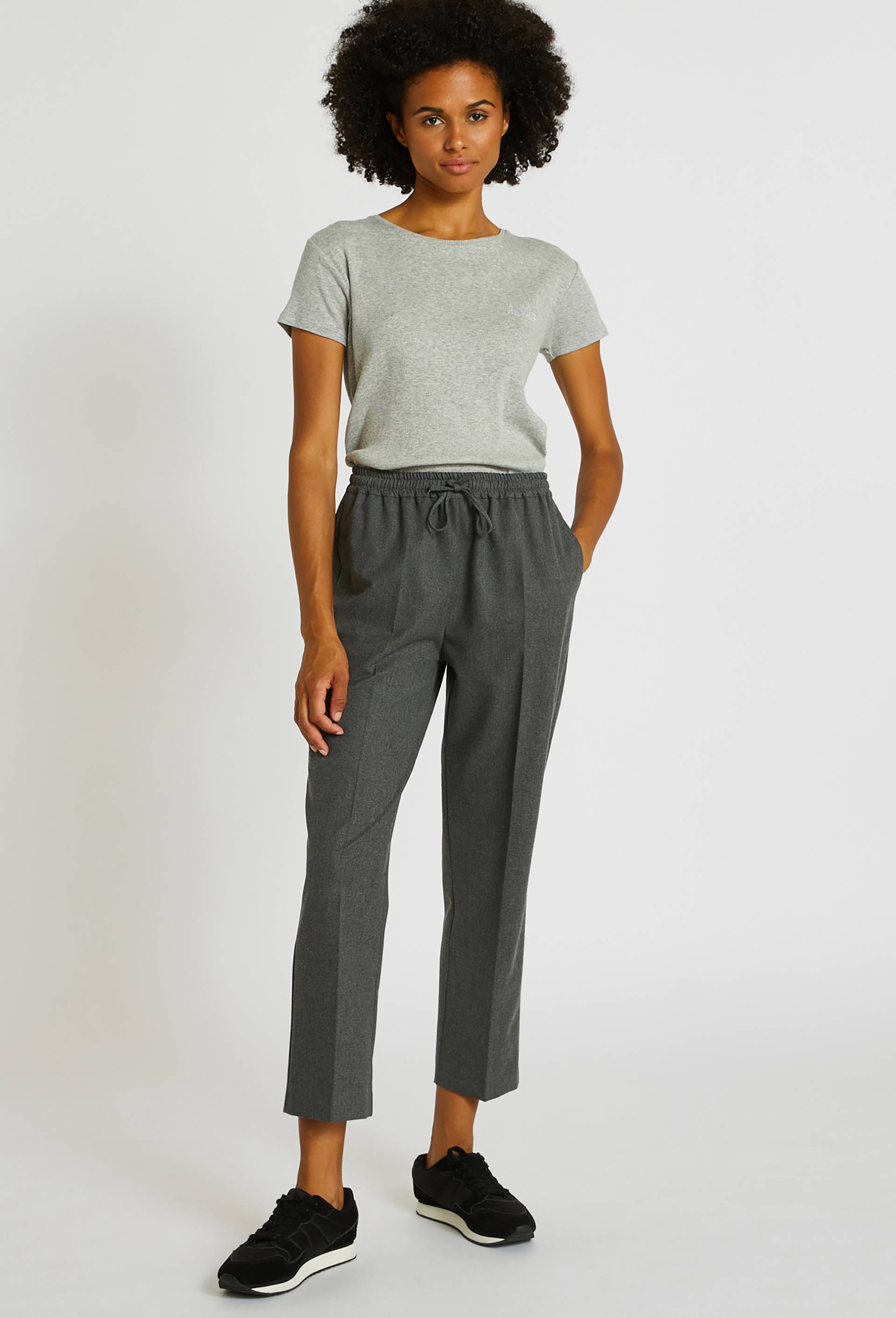 Pantalon taille élastiquée, Gris, large image number 0.0