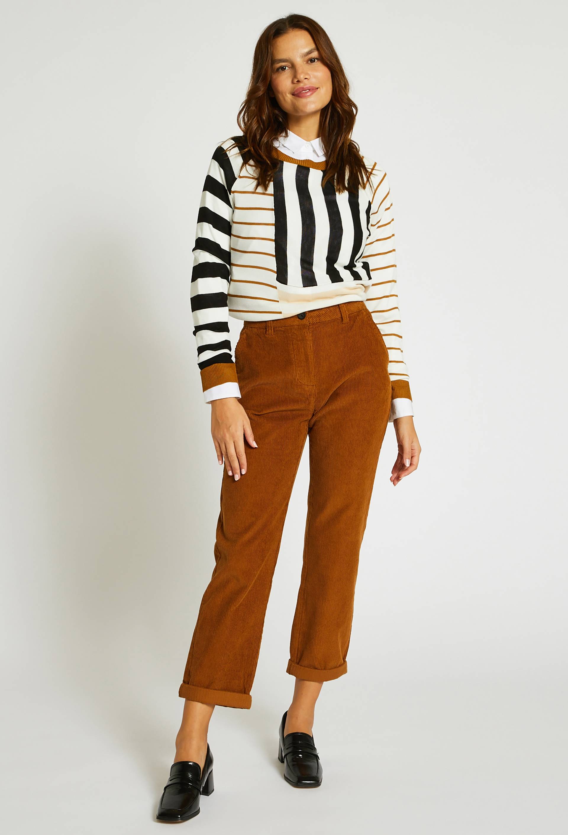 Pantalon en velours droit en coton BIO GOTS, Beige, large image number 0
