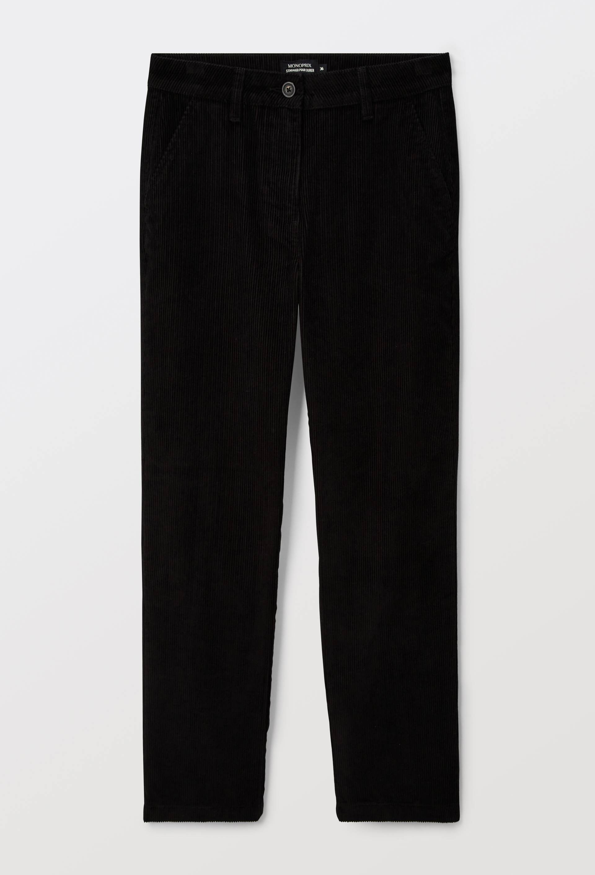 Pantalon en velours droit en coton BIO GOTS, Noir, large image number 2