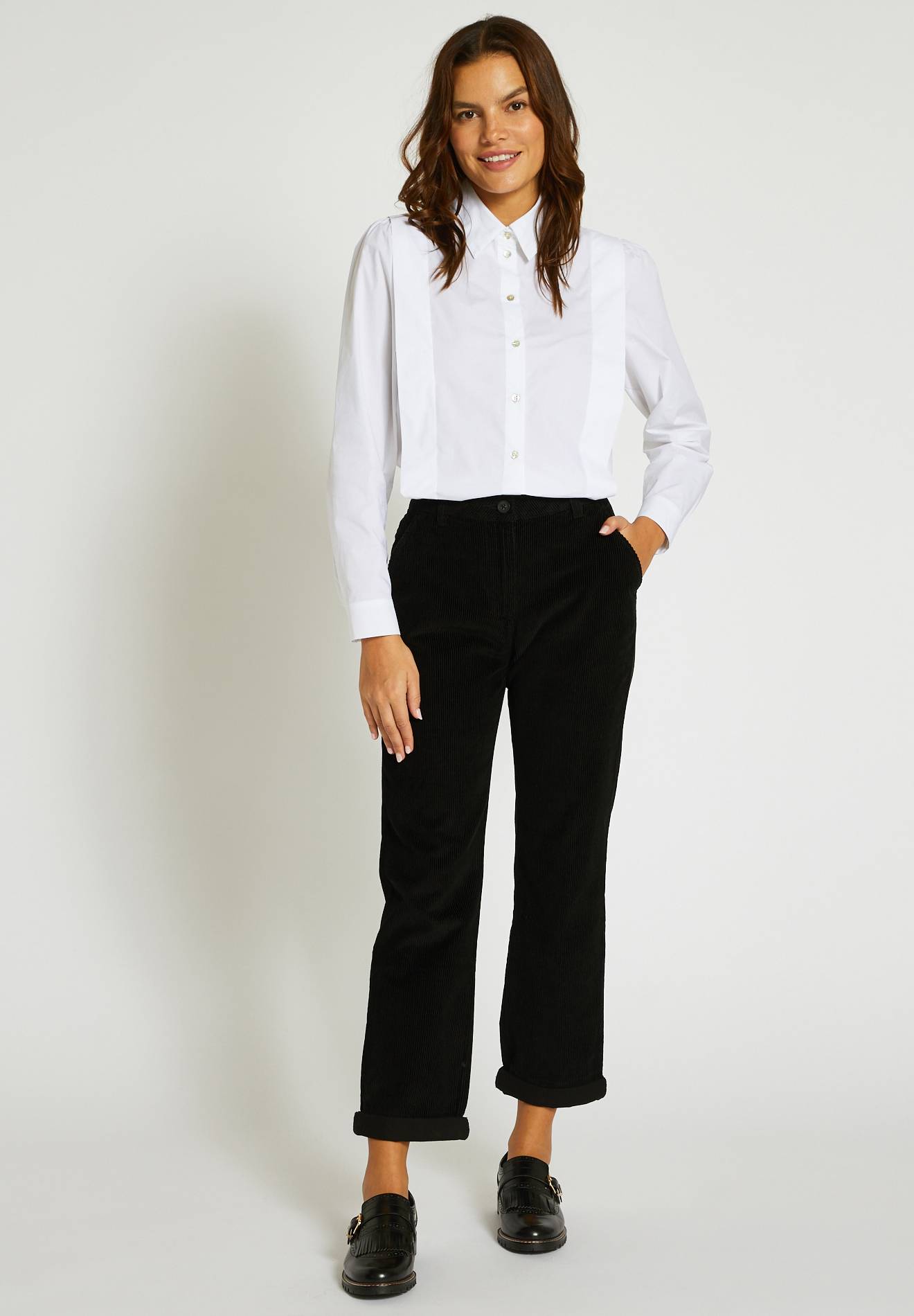 Pantalon en velours droit en coton BIO GOTS, Noir, large image number 3.0