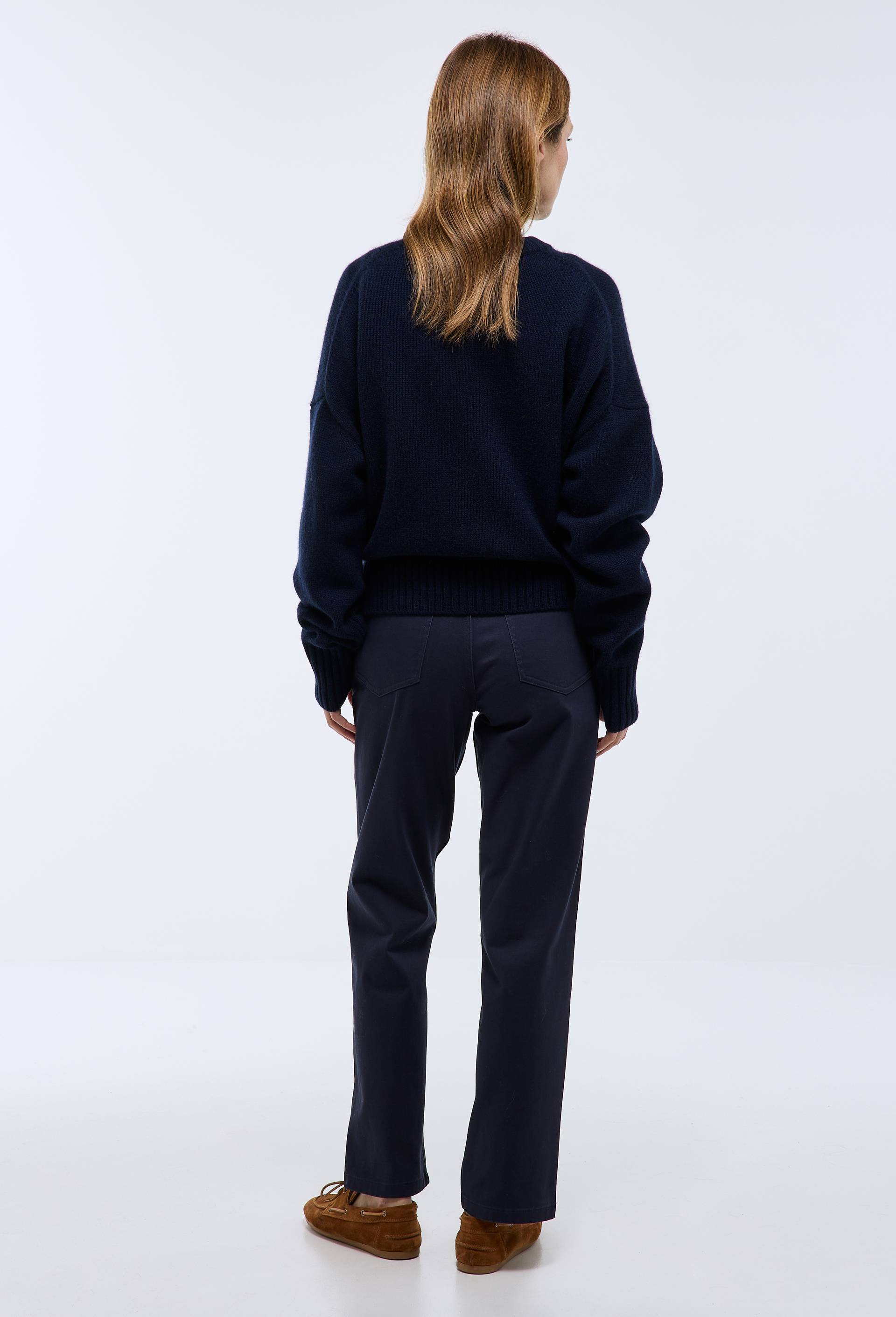 Pantalon droit contenant du coton, Bleu fonc&eacute;, large image number 1
