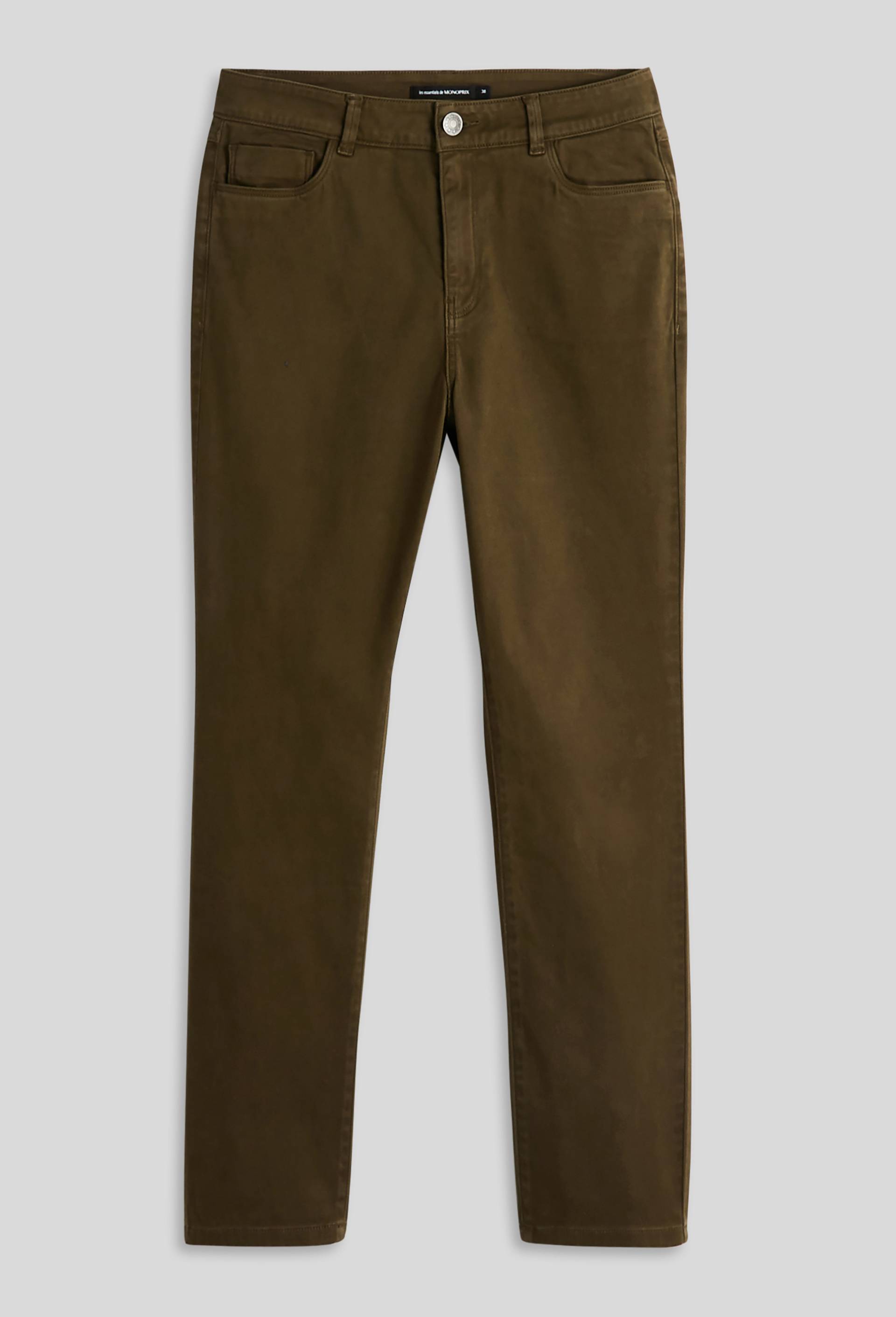 Pantalon droit contenant du coton, Vert foncé, large image number 2