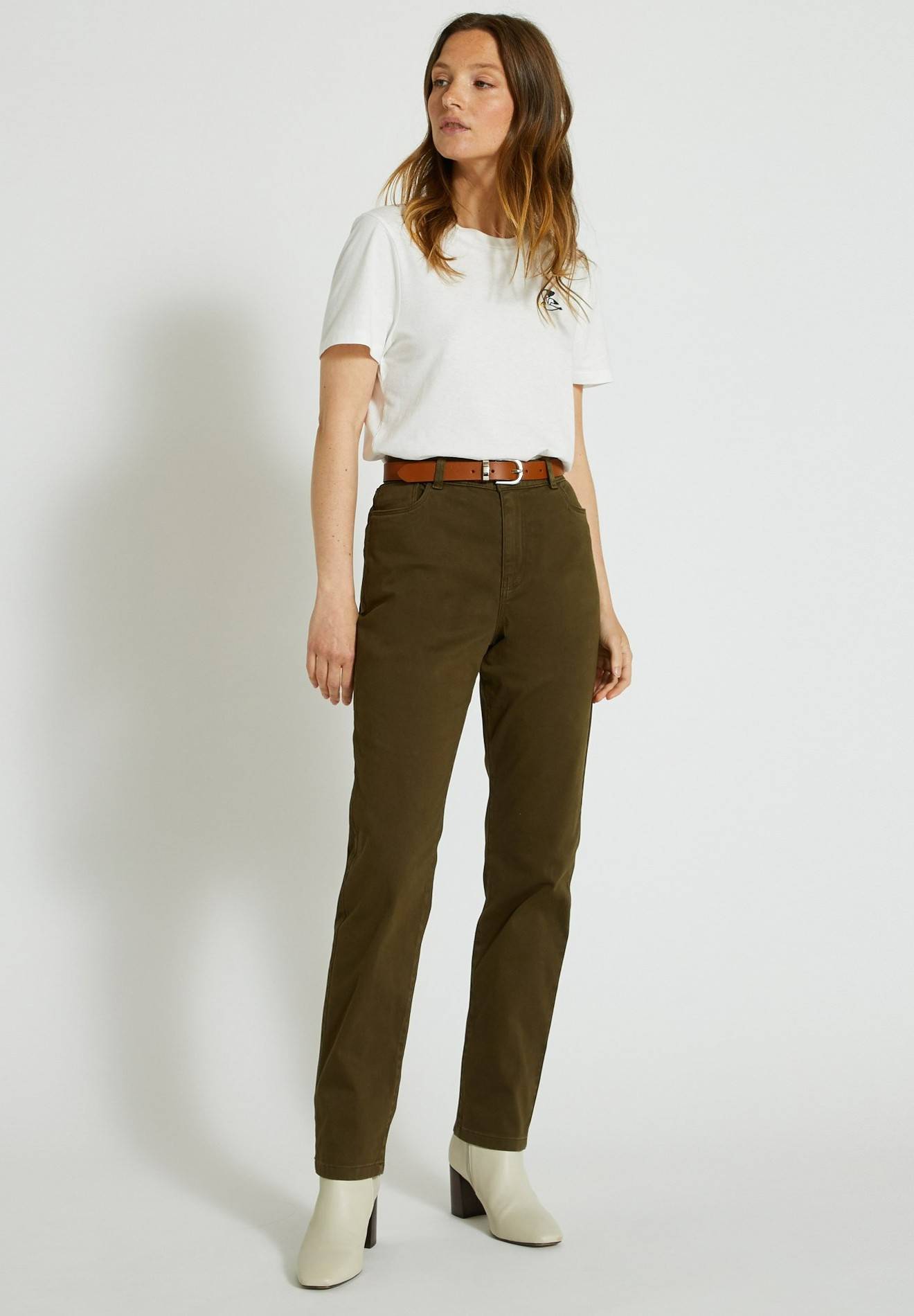 Pantalon droit contenant du coton, Vert foncé, large image number 3
