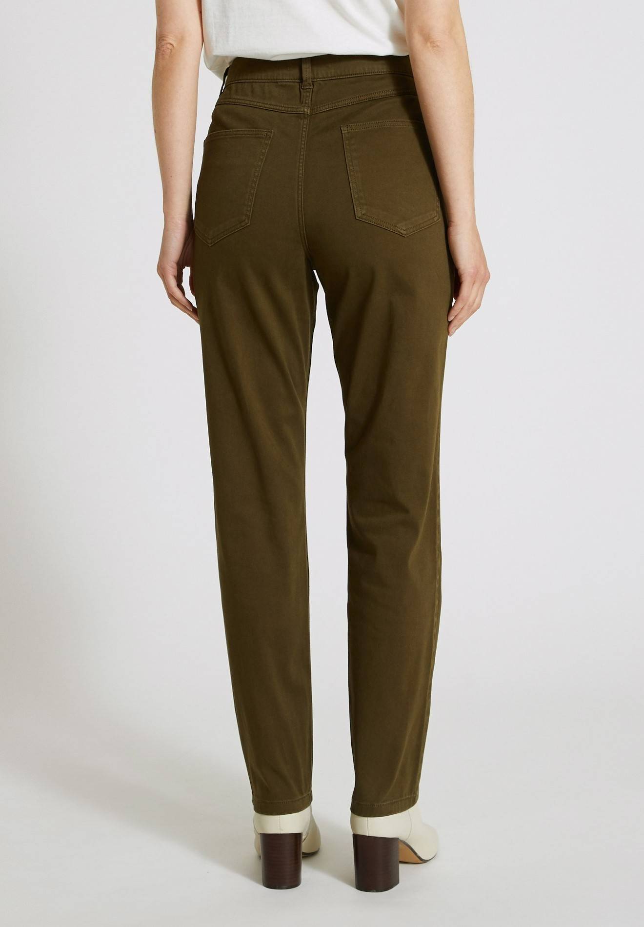 Pantalon droit contenant du coton, Vert foncé, large image number 4