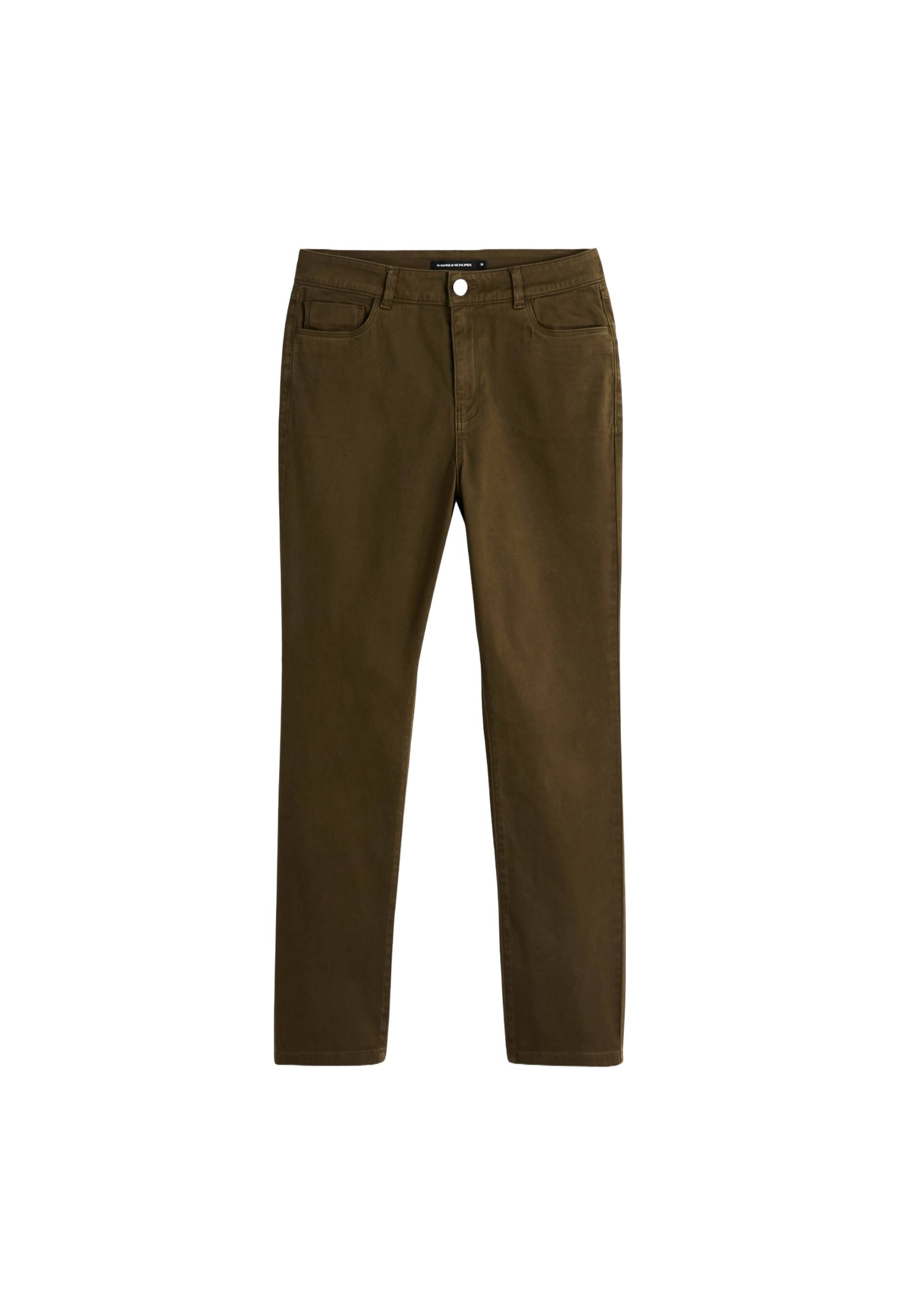 Pantalon droit contenant du coton, Vert foncé, large image number 5